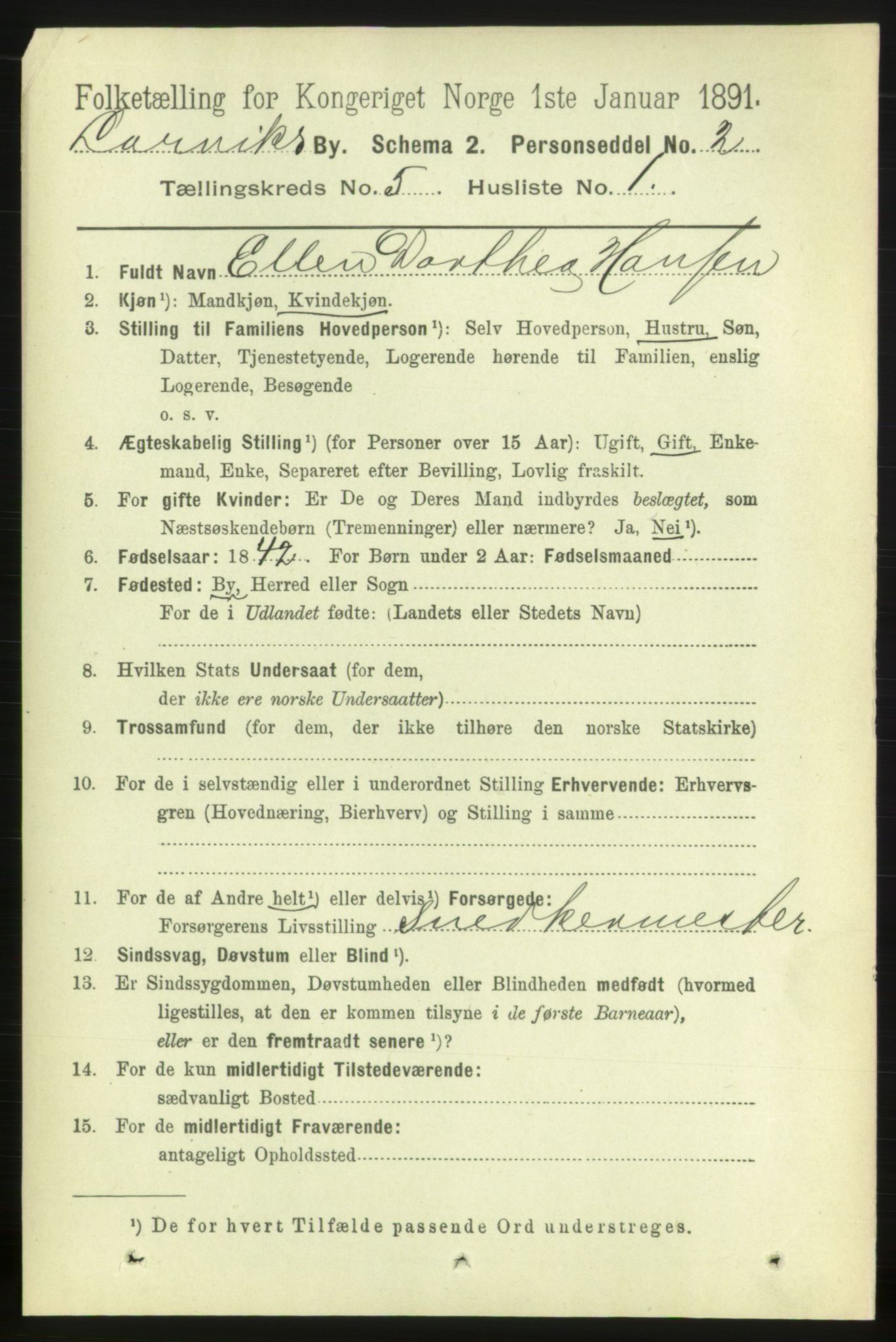 RA, 1891 census for 0707 Larvik, 1891, p. 5989