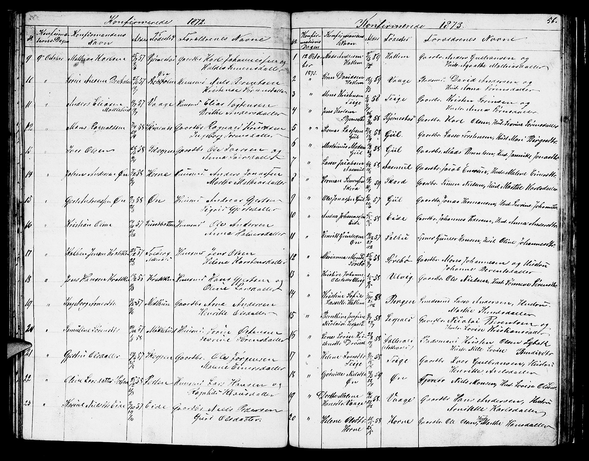 Hyllestad sokneprestembete, SAB/A-80401: Parish register (copy) no. C 1, 1853-1873, p. 56