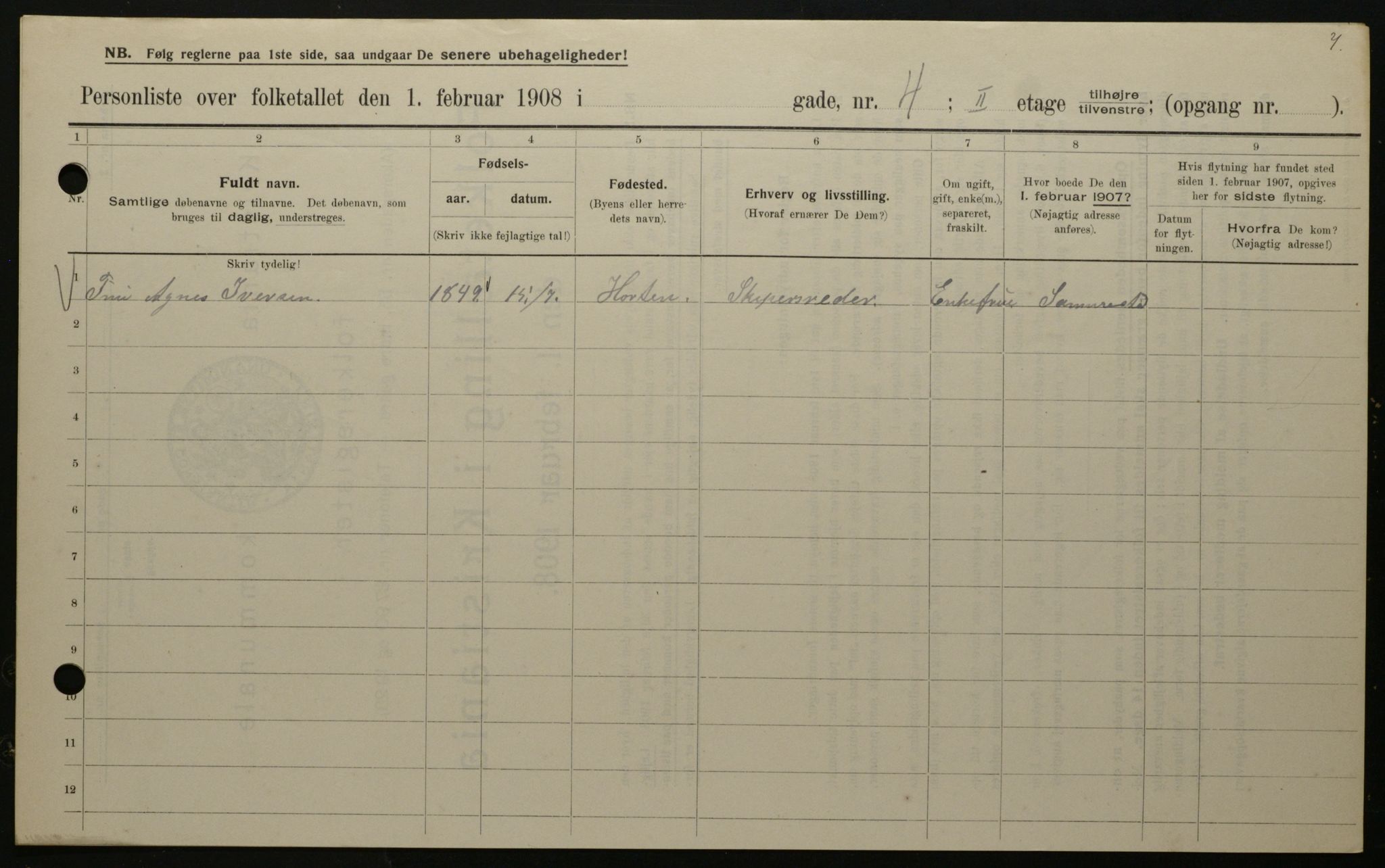 OBA, Municipal Census 1908 for Kristiania, 1908, p. 62039