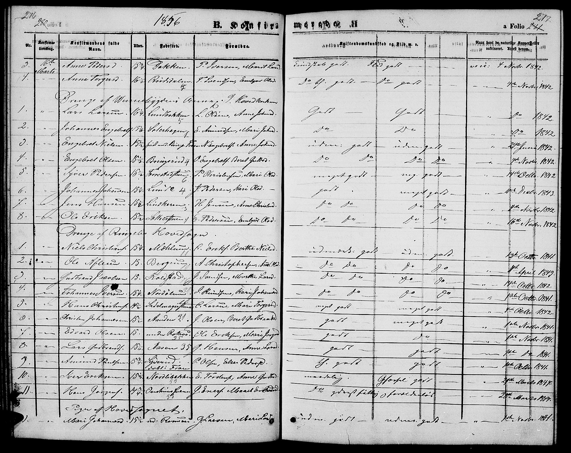 Ringebu prestekontor, SAH/PREST-082/H/Ha/Hab/L0003: Parish register (copy) no. 3, 1854-1866, p. 276-277