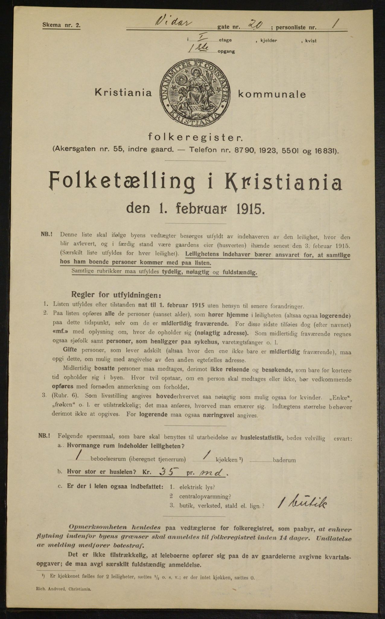 OBA, Municipal Census 1915 for Kristiania, 1915, p. 124271