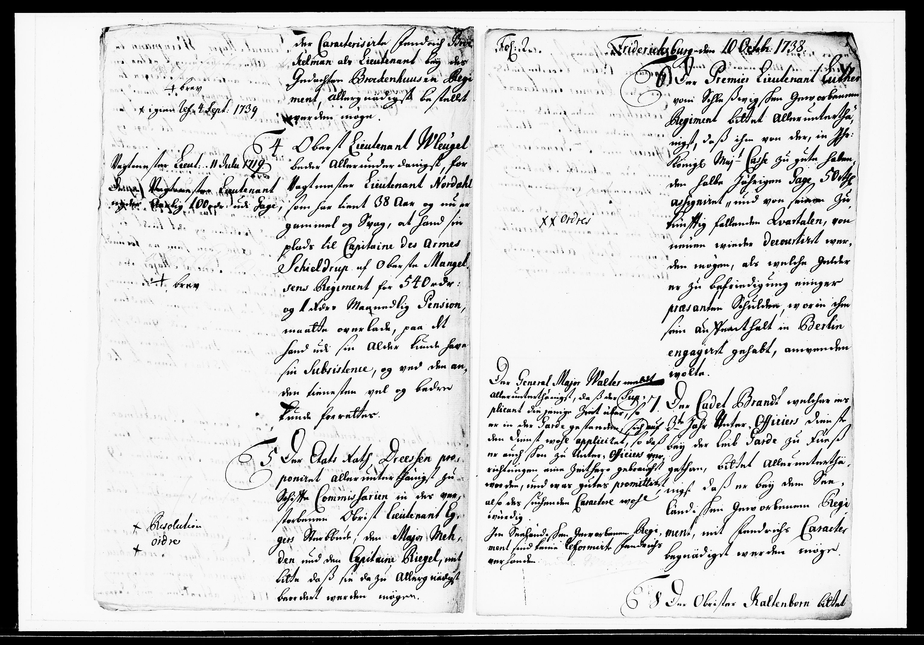Krigskollegiet, Krigskancelliet, DRA/A-0006/-/1143-1150: Refererede sager, 1738, p. 446