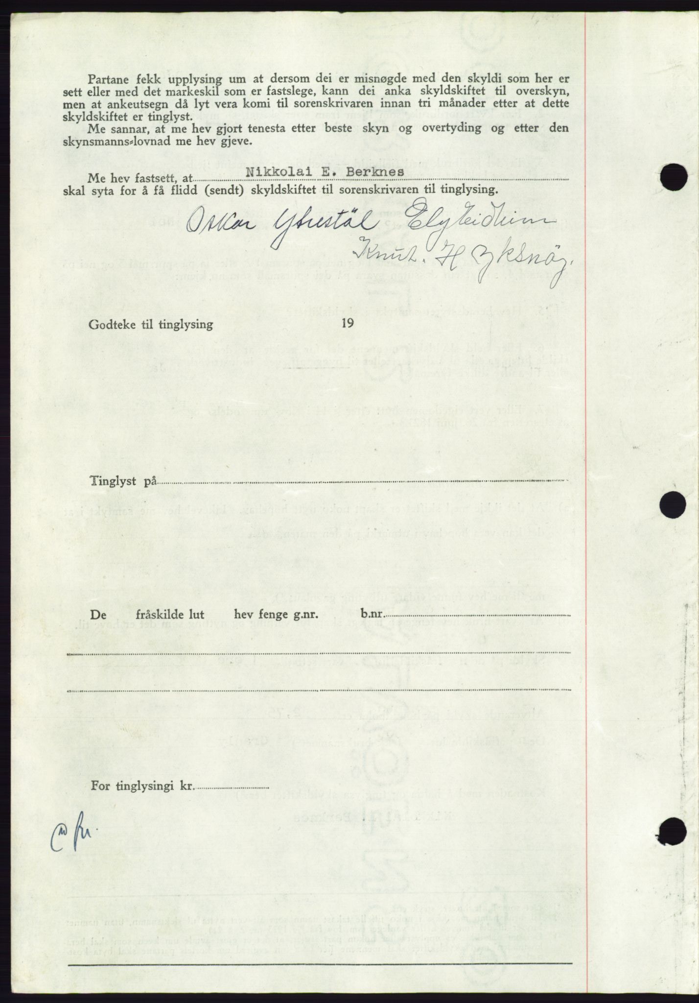 Søre Sunnmøre sorenskriveri, AV/SAT-A-4122/1/2/2C/L0085: Mortgage book no. 11A, 1949-1949, Diary no: : 1371/1949