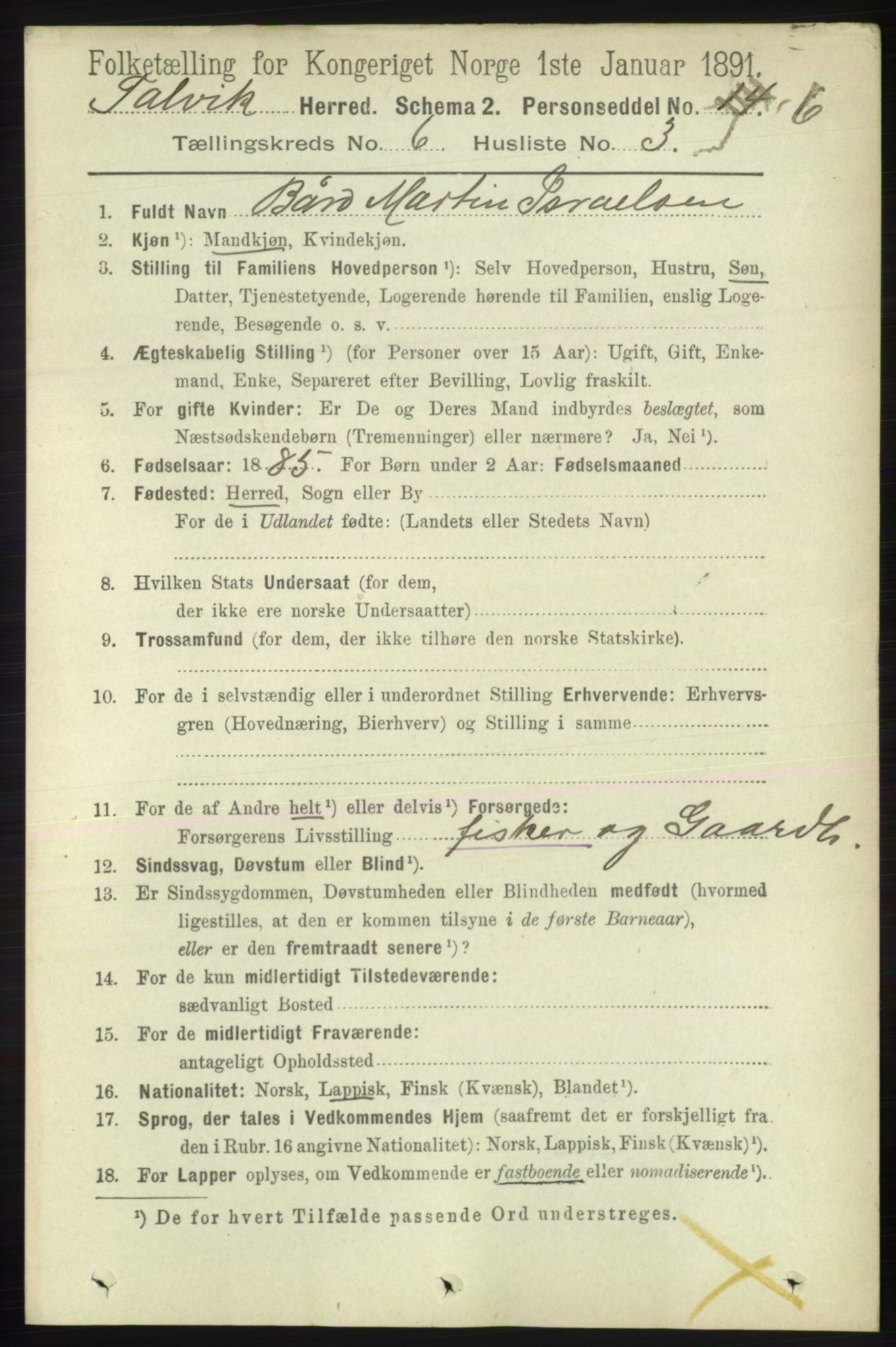 RA, 1891 census for 2013 Talvik, 1891, p. 1628