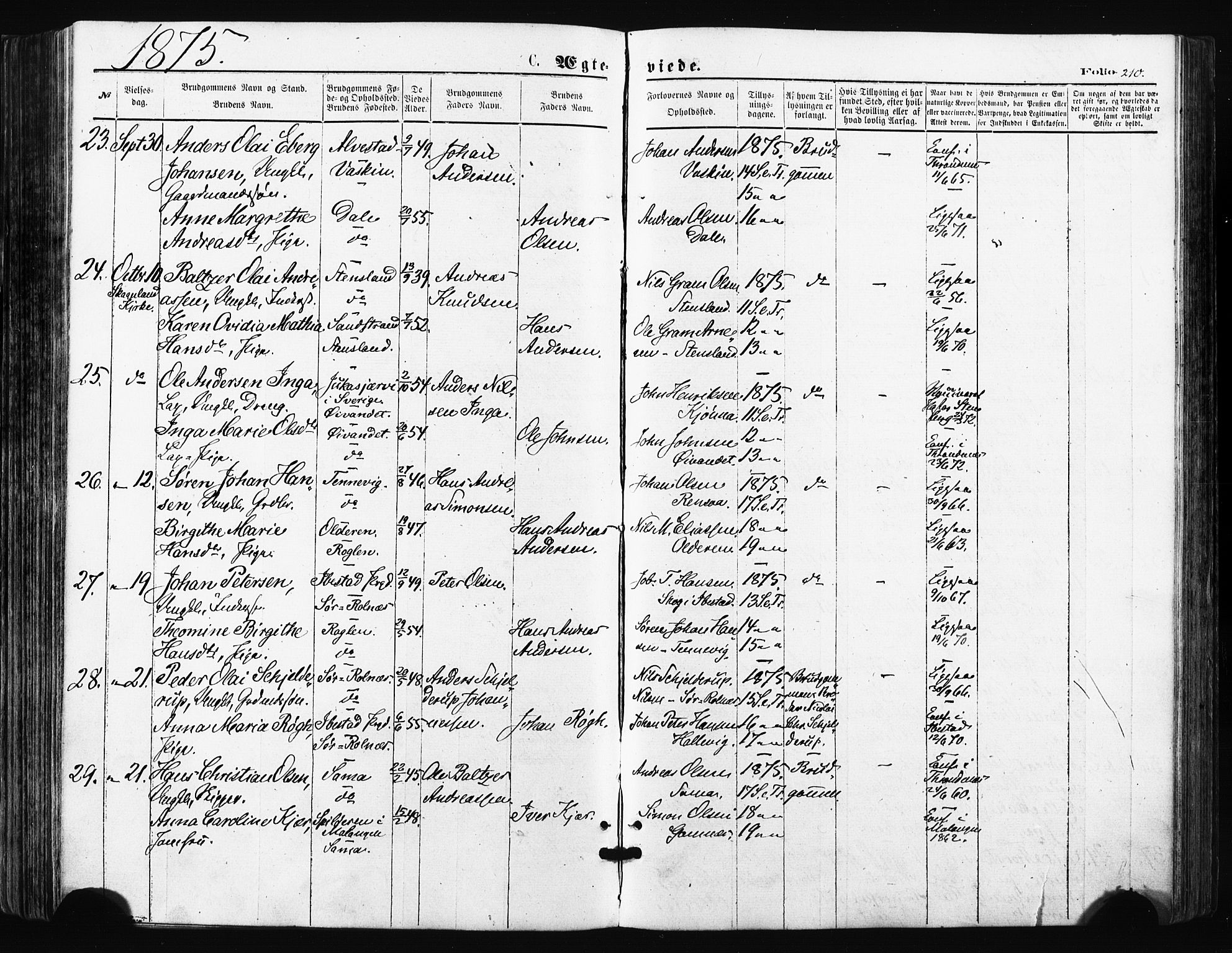 Trondenes sokneprestkontor, AV/SATØ-S-1319/H/Ha/L0013kirke: Parish register (official) no. 13, 1870-1878, p. 210