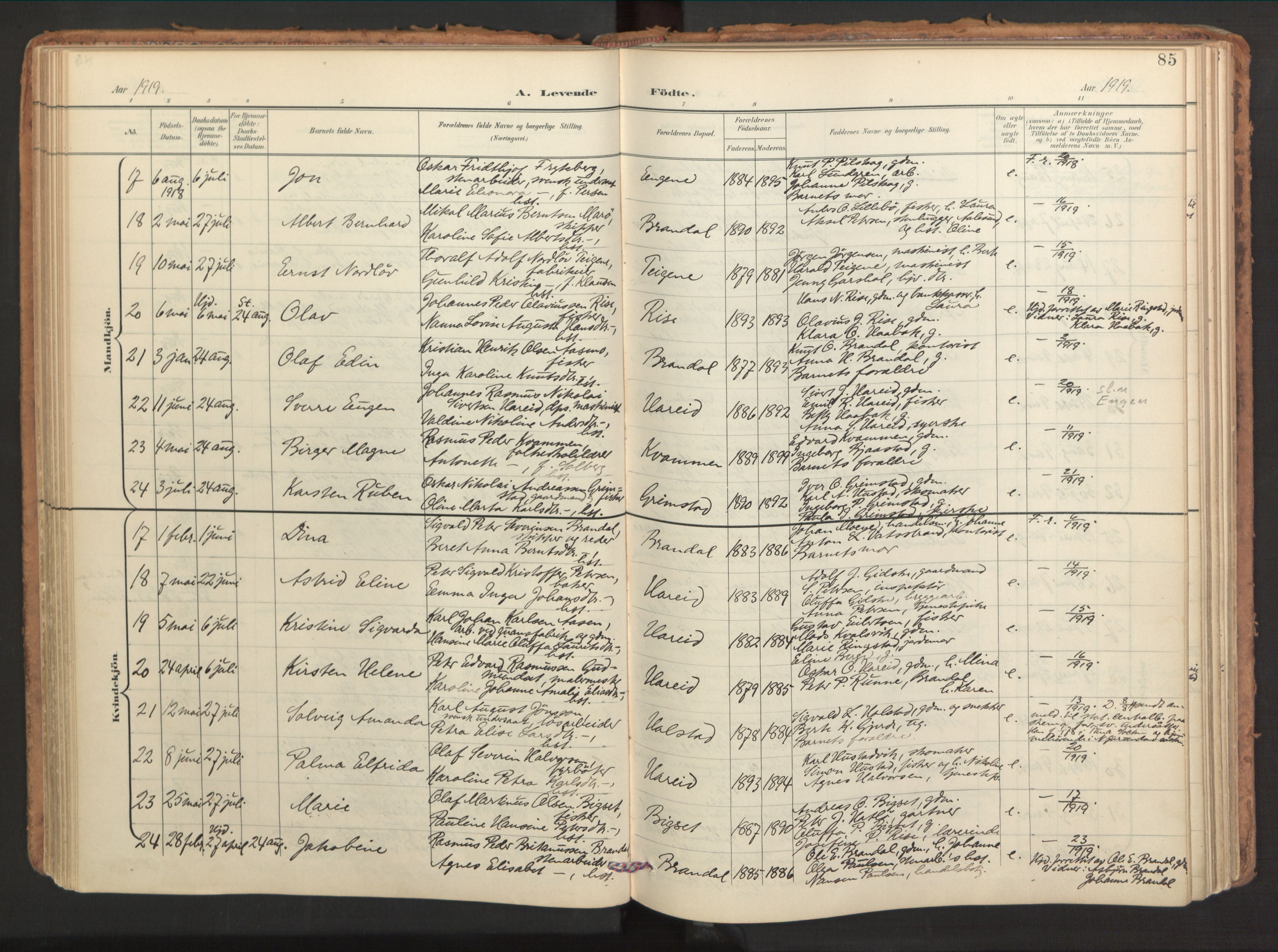 Ministerialprotokoller, klokkerbøker og fødselsregistre - Møre og Romsdal, AV/SAT-A-1454/510/L0123: Parish register (official) no. 510A03, 1898-1922, p. 85