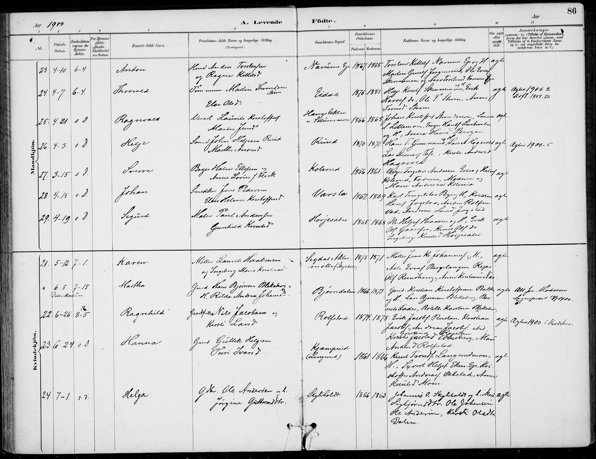 Sigdal kirkebøker, AV/SAKO-A-245/F/Fb/L0001: Parish register (official) no. II 1, 1888-1900, p. 86