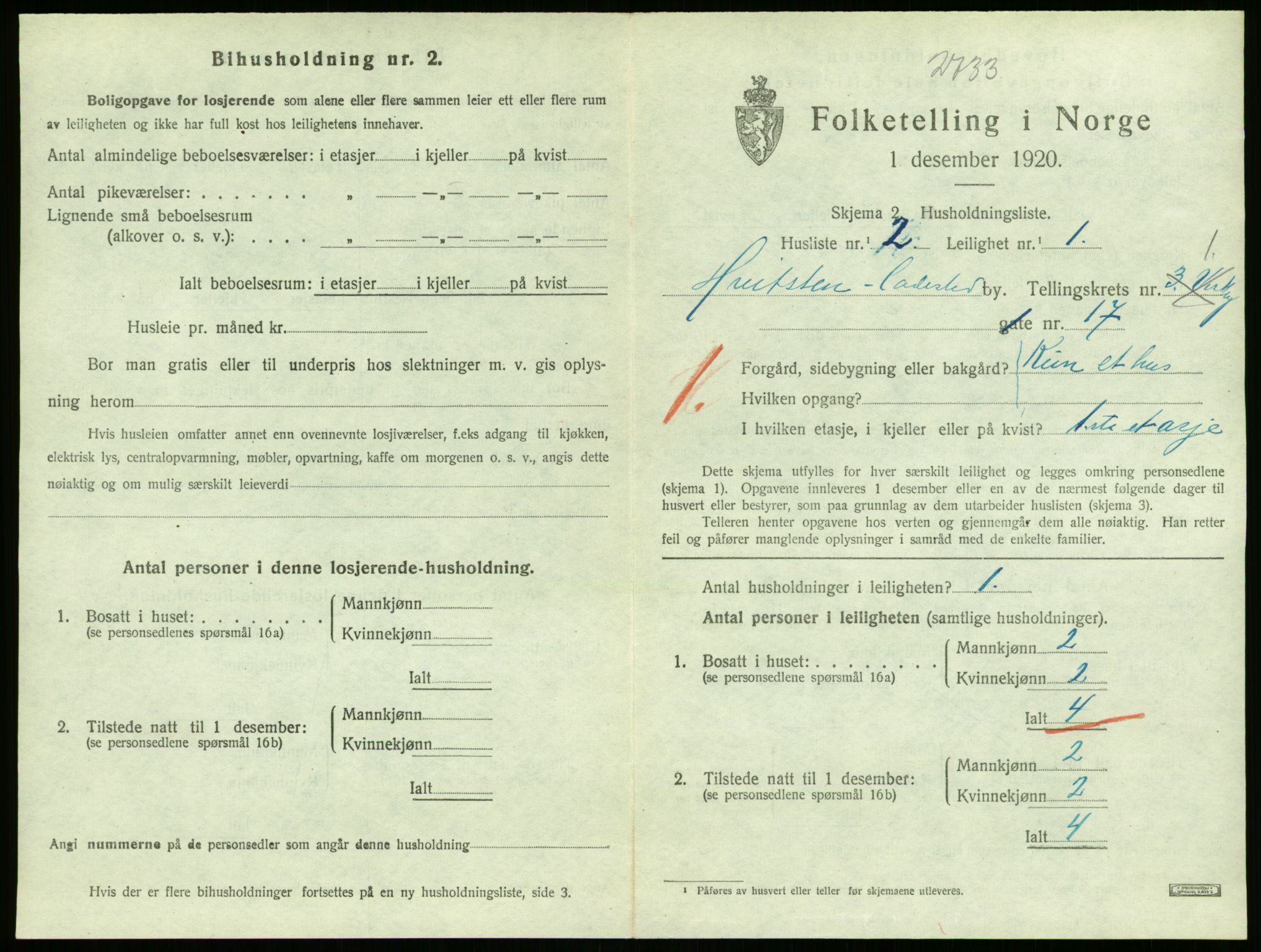 SAO, 1920 census for Hvitsten, 1920, p. 88