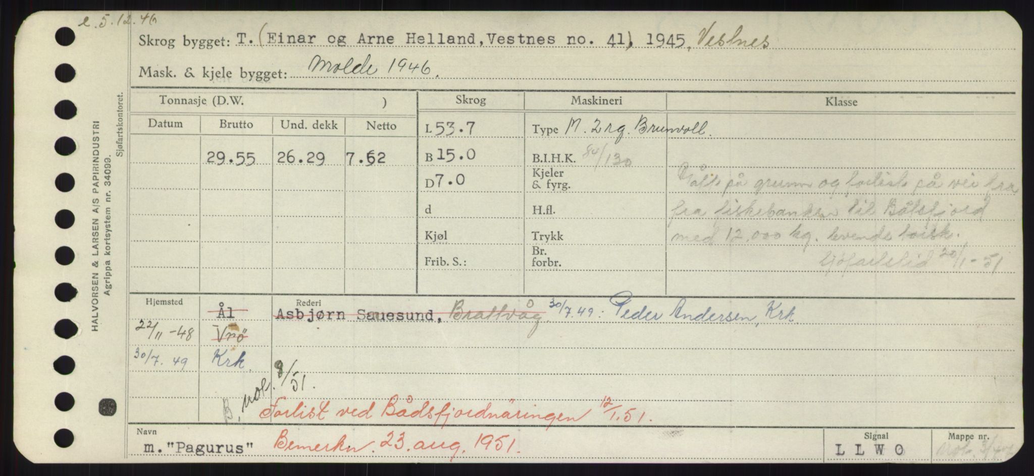 Sjøfartsdirektoratet med forløpere, Skipsmålingen, RA/S-1627/H/Hd/L0029: Fartøy, P, p. 9