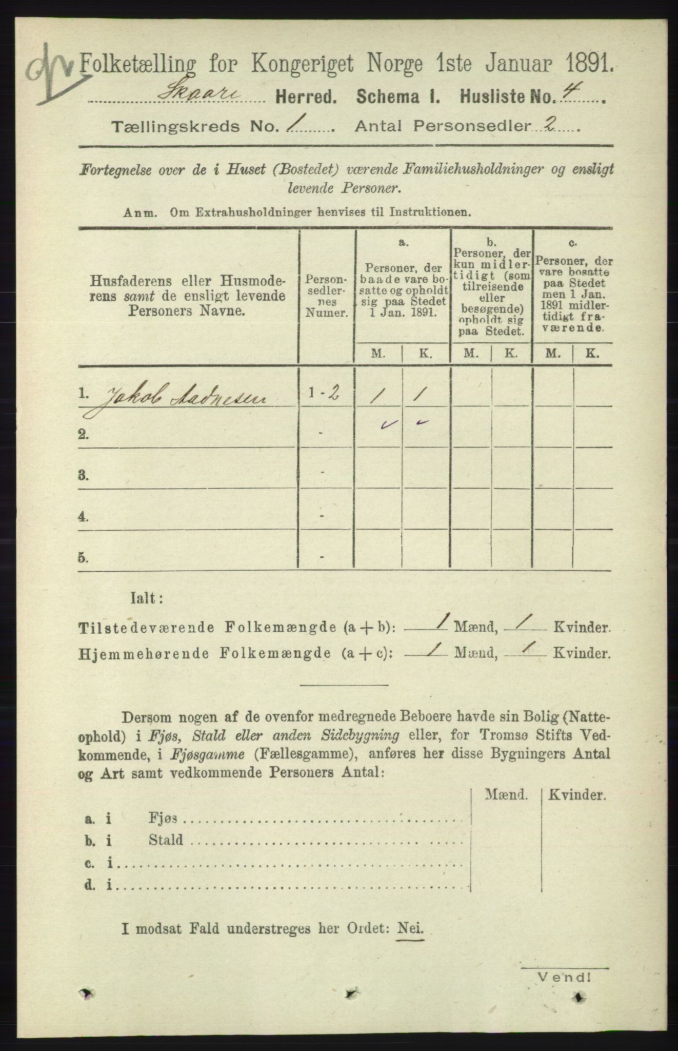 RA, 1891 census for 1153 Skåre, 1891, p. 21