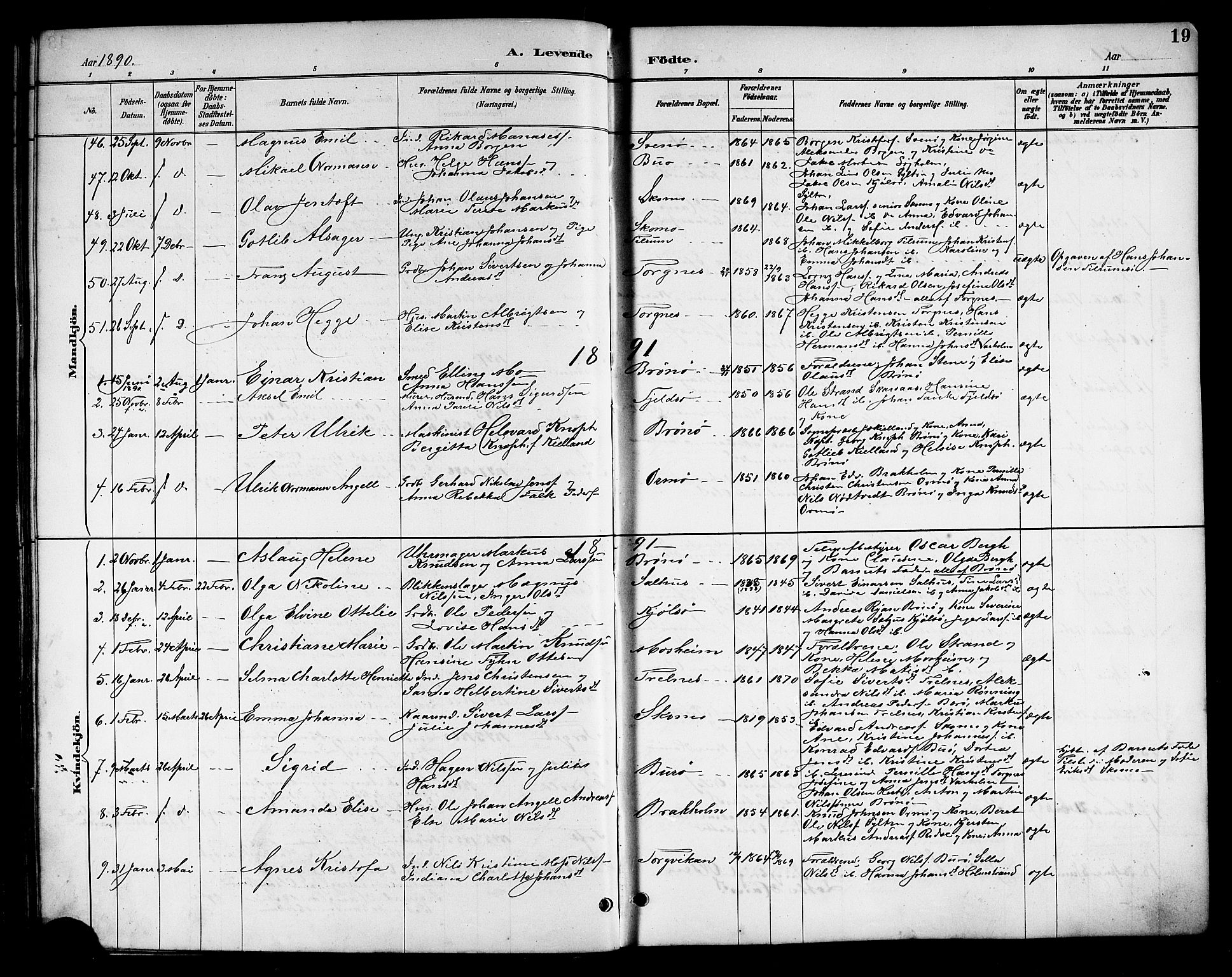 Ministerialprotokoller, klokkerbøker og fødselsregistre - Nordland, AV/SAT-A-1459/813/L0213: Parish register (copy) no. 813C05, 1887-1903, p. 19