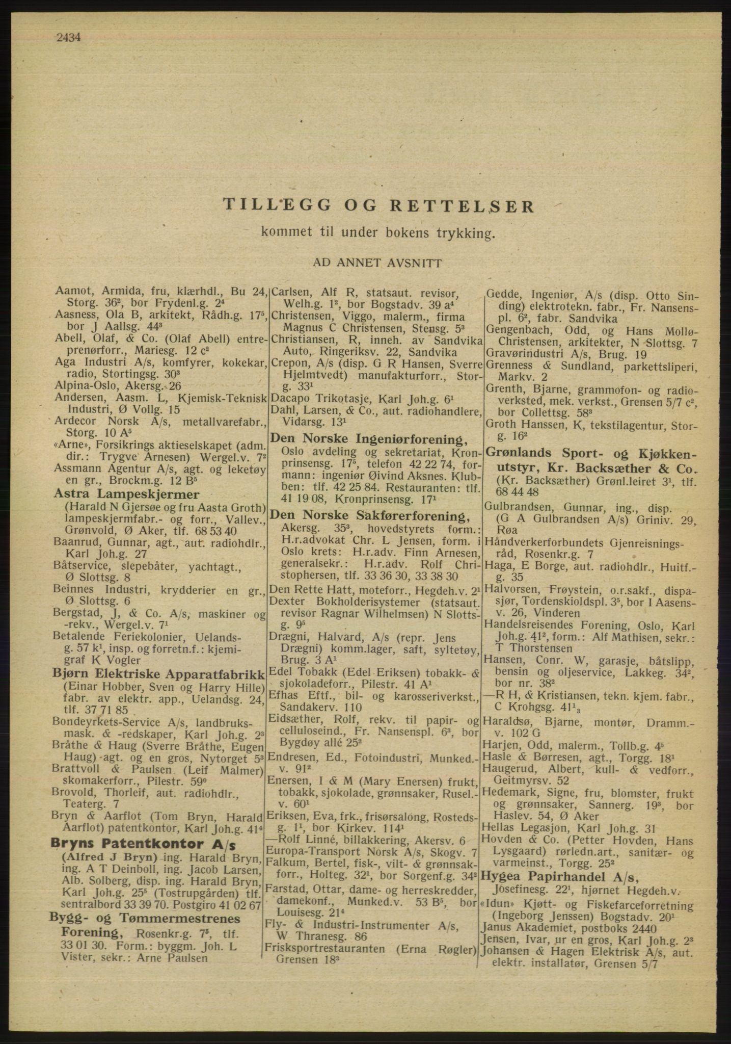 Kristiania/Oslo adressebok, PUBL/-, 1947, p. 2434