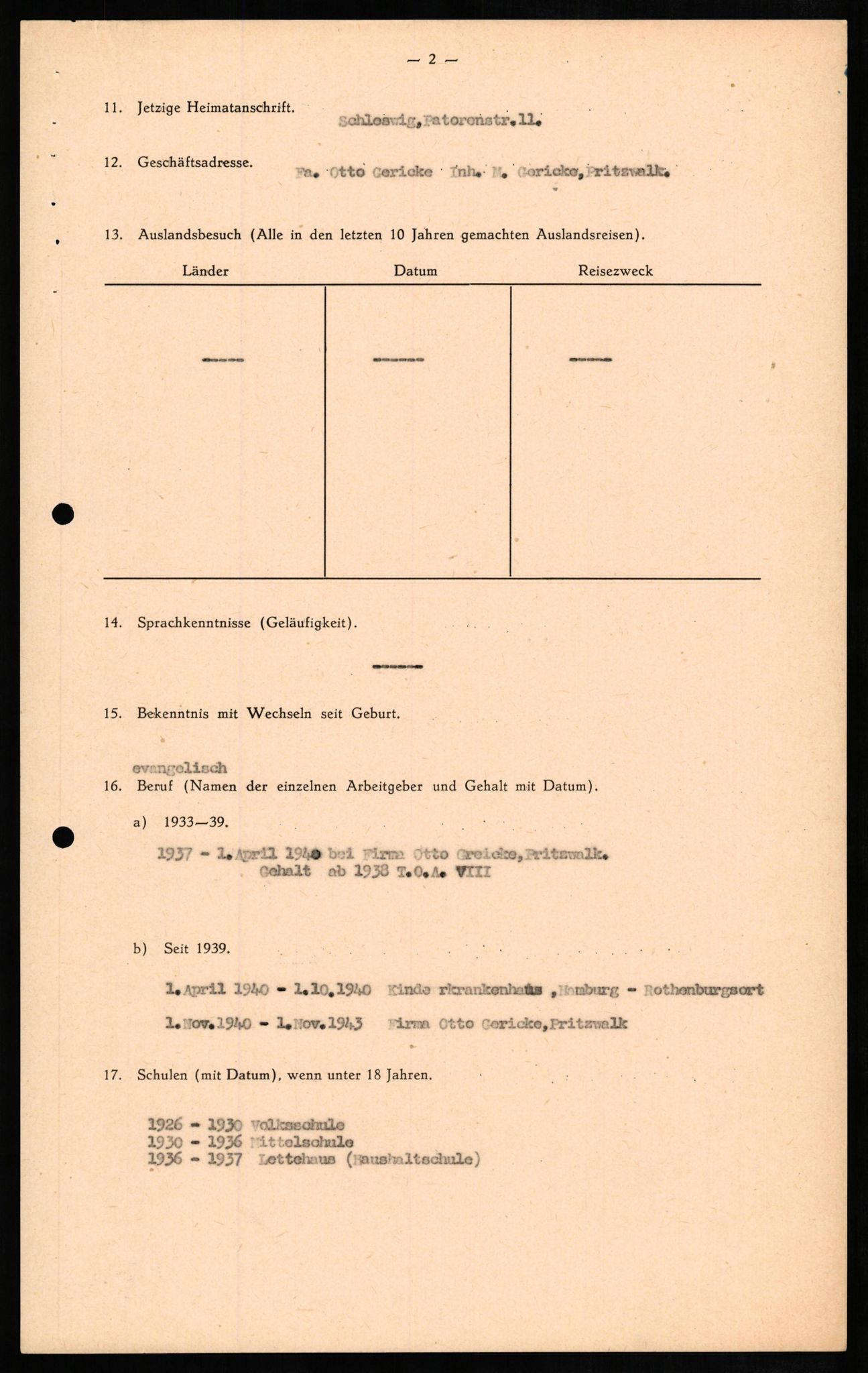 Forsvaret, Forsvarets overkommando II, AV/RA-RAFA-3915/D/Db/L0009: CI Questionaires. Tyske okkupasjonsstyrker i Norge. Tyskere., 1945-1946, p. 390