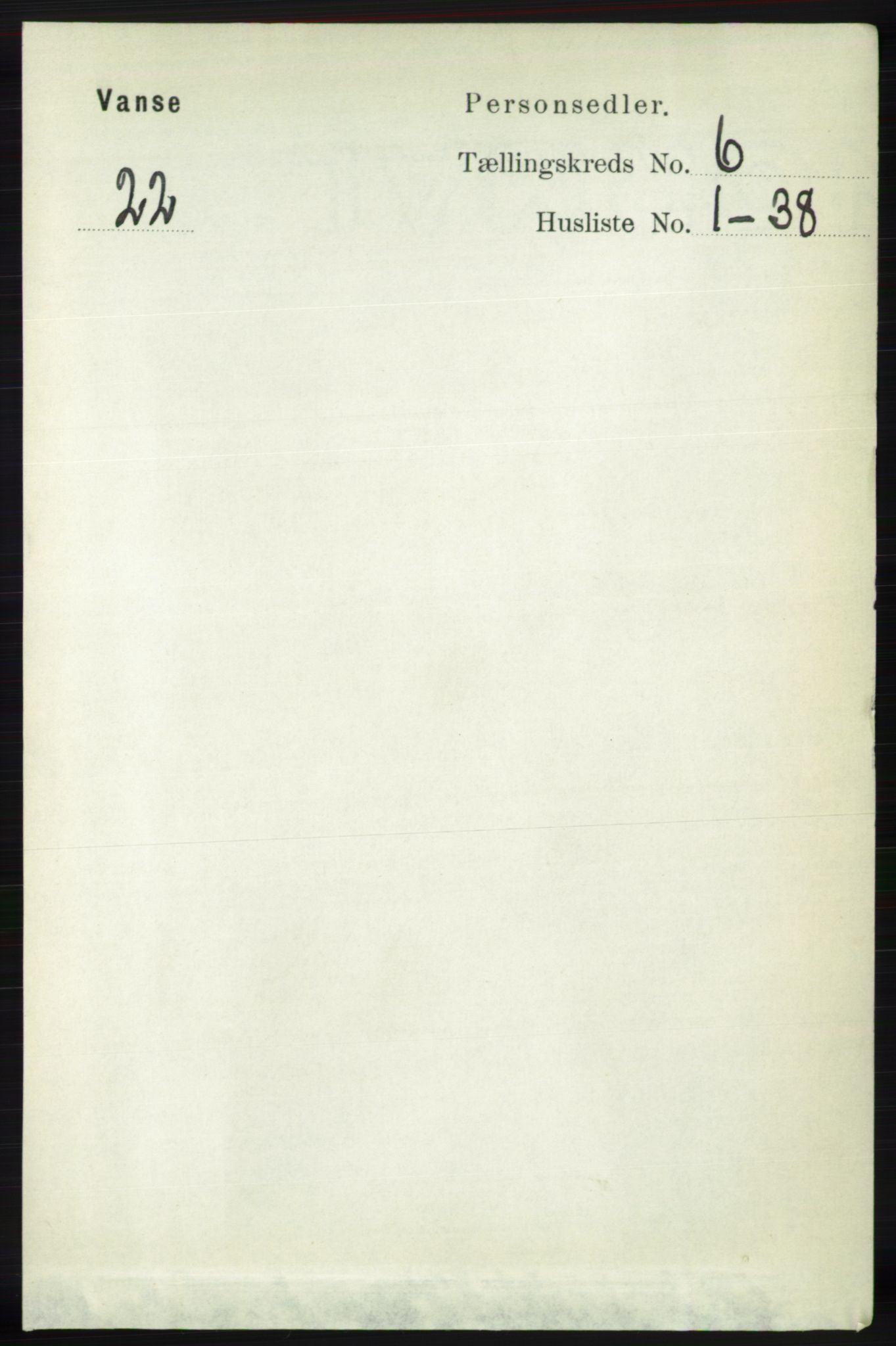 RA, 1891 census for 1041 Vanse, 1891, p. 3494