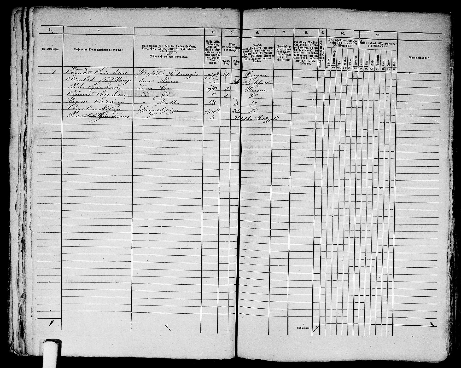 RA, 1865 census for Bergen, 1865, p. 245