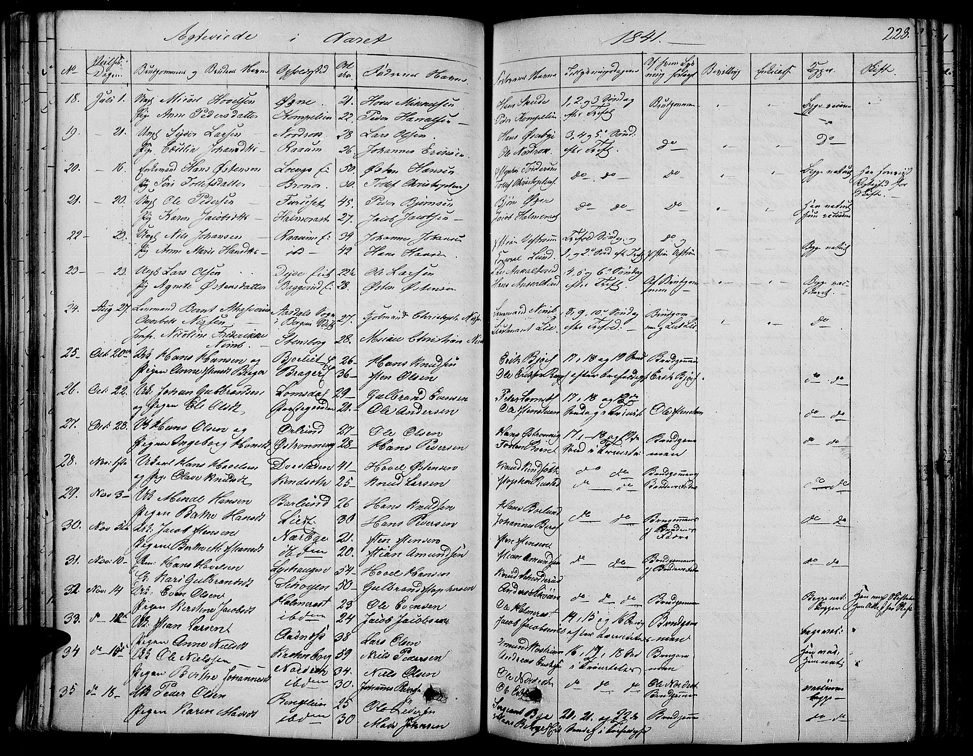 Land prestekontor, SAH/PREST-120/H/Ha/Haa/L0008: Parish register (official) no. 8, 1830-1846, p. 228