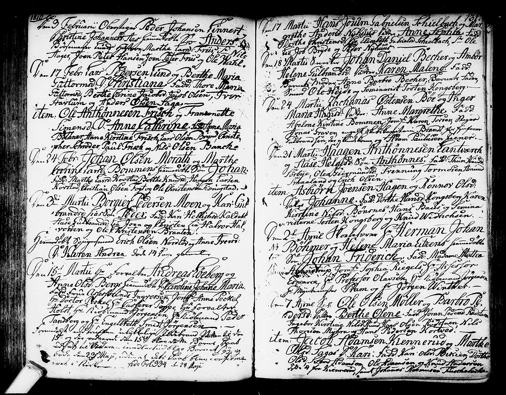 Kongsberg kirkebøker, SAKO/A-22/F/Fa/L0007: Parish register (official) no. I 7, 1795-1816, p. 131