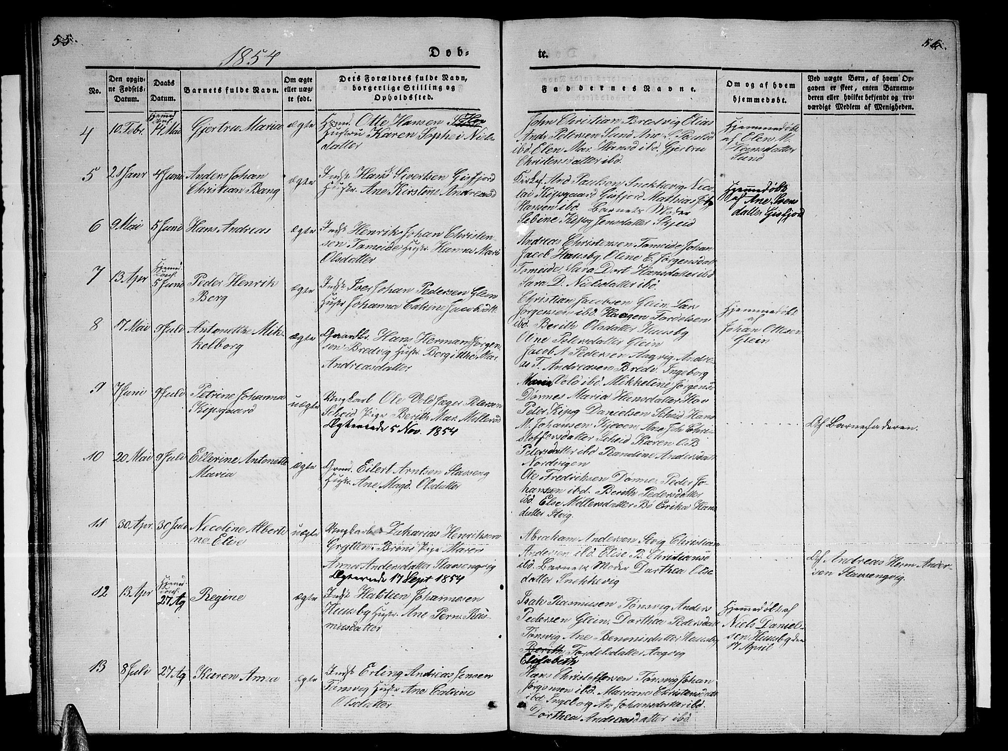 Ministerialprotokoller, klokkerbøker og fødselsregistre - Nordland, SAT/A-1459/835/L0530: Parish register (copy) no. 835C02, 1842-1865, p. 55-56