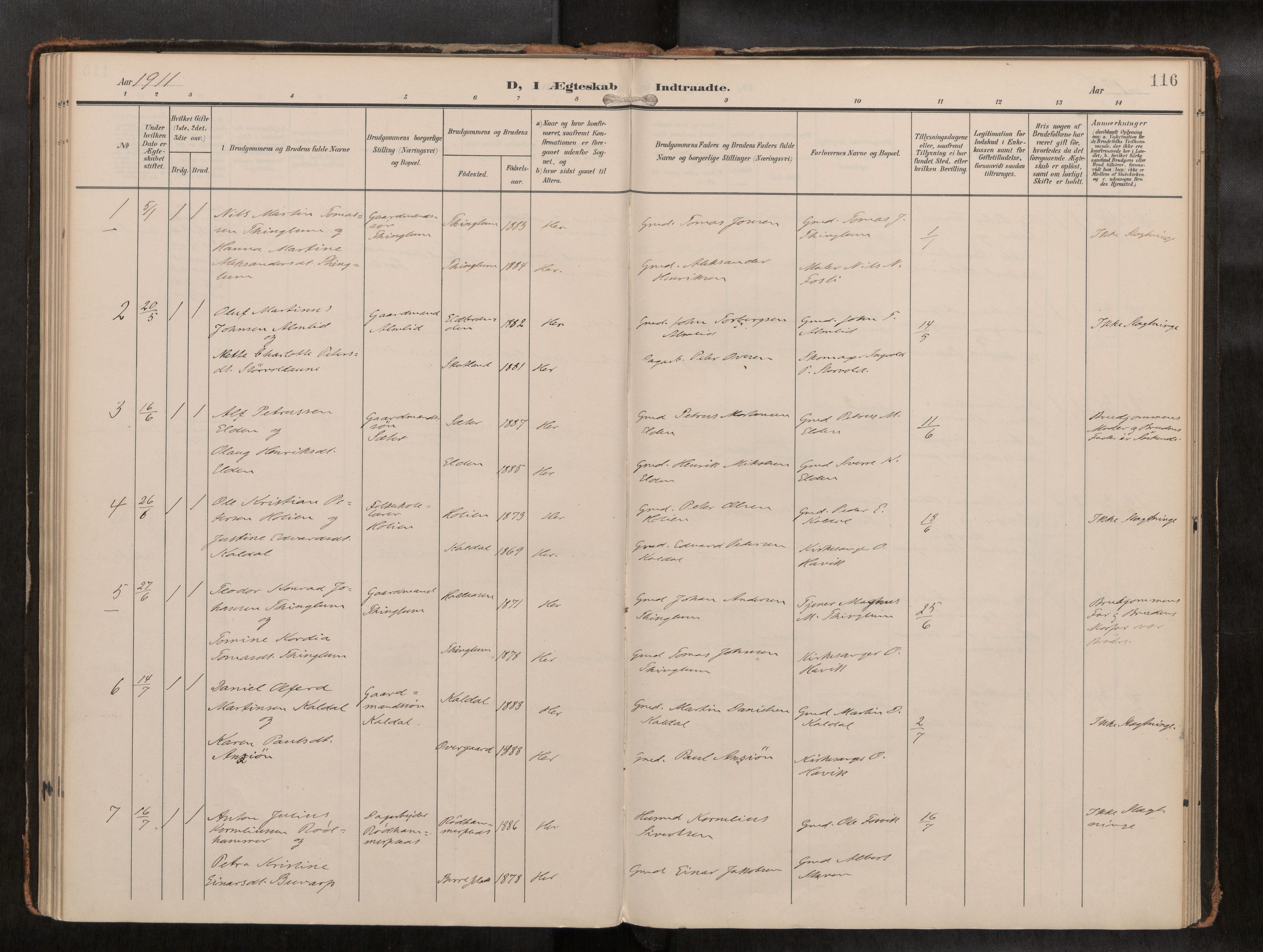 Ministerialprotokoller, klokkerbøker og fødselsregistre - Nord-Trøndelag, AV/SAT-A-1458/742/L0409a: Parish register (official) no. 742A03, 1906-1924, p. 116