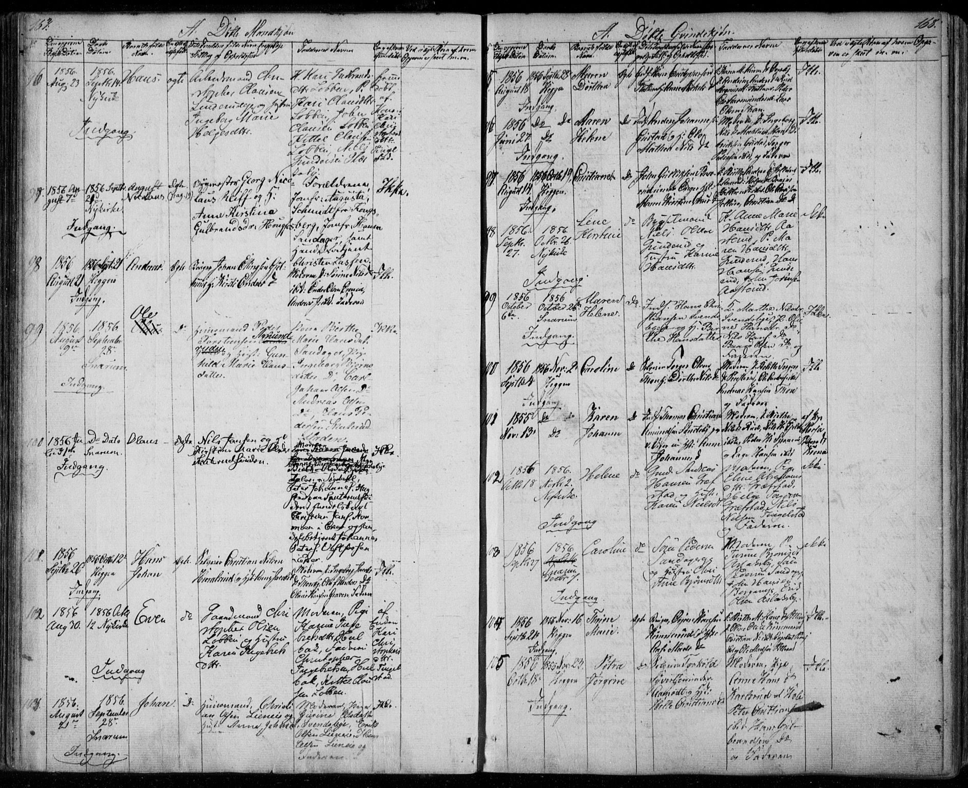 Modum kirkebøker, AV/SAKO-A-234/F/Fa/L0008: Parish register (official) no. 8, 1851-1859, p. 167-168