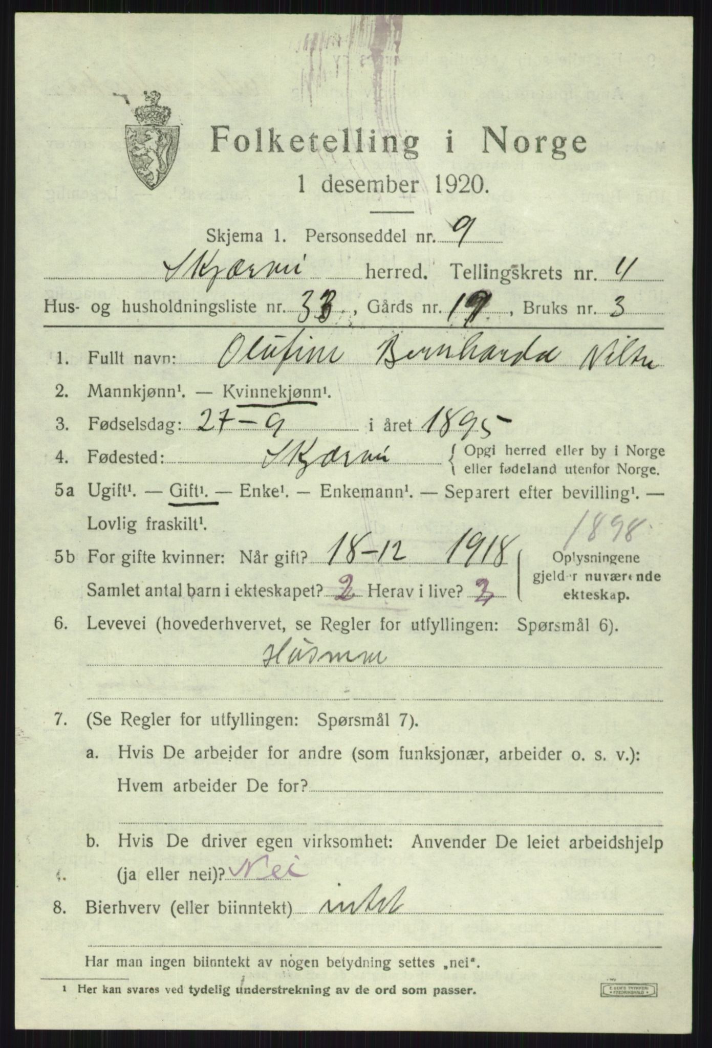 SATØ, 1920 census for Skjervøy, 1920, p. 2877