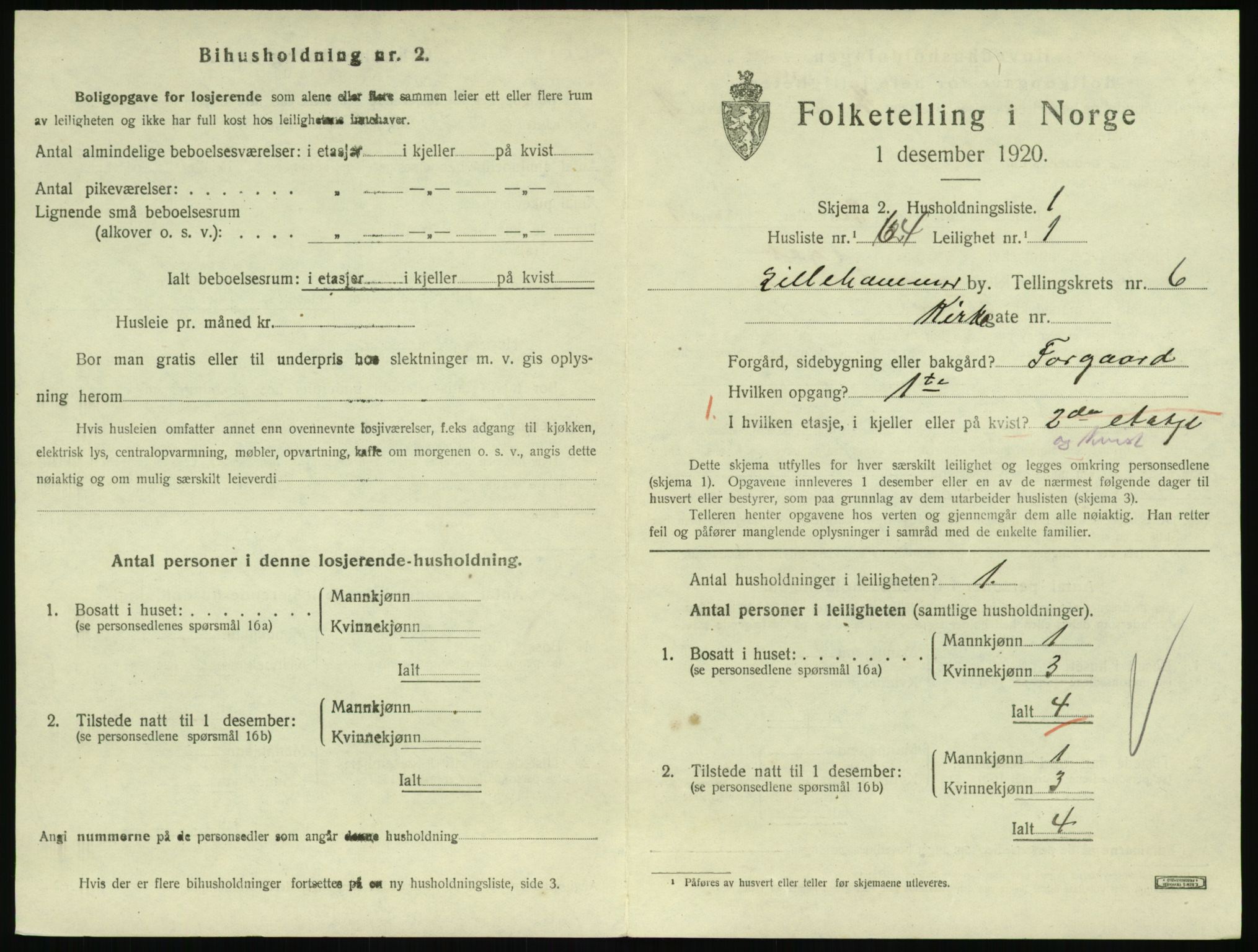 SAH, 1920 census for Lillehammer, 1920, p. 2564