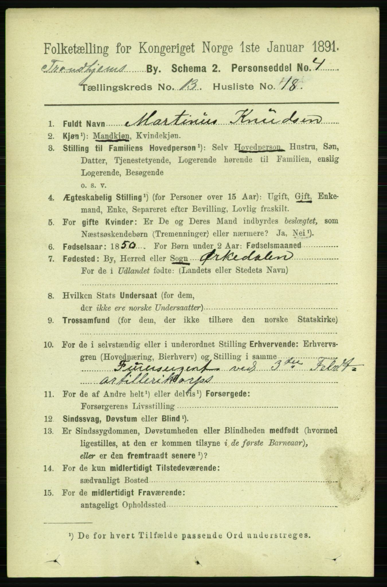 RA, 1891 census for 1601 Trondheim, 1891, p. 10418