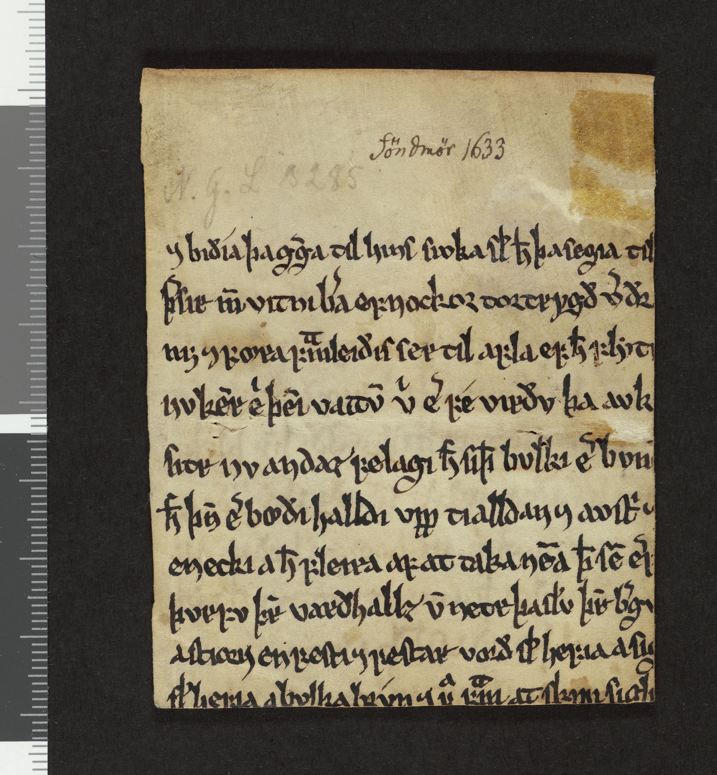 Riksarkivets diplomsamling, RA/EA-5965/F26/L0002: Norrøne membranfragmenter bestand 2-9 (10), 1100-1536, p. 62