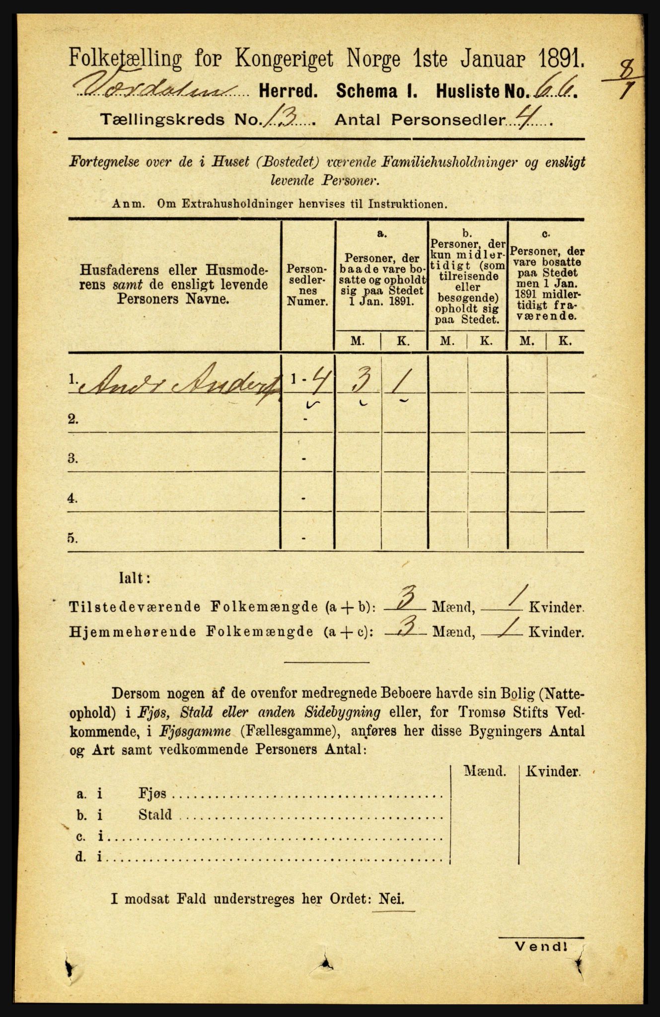 RA, 1891 census for 1721 Verdal, 1891, p. 6878