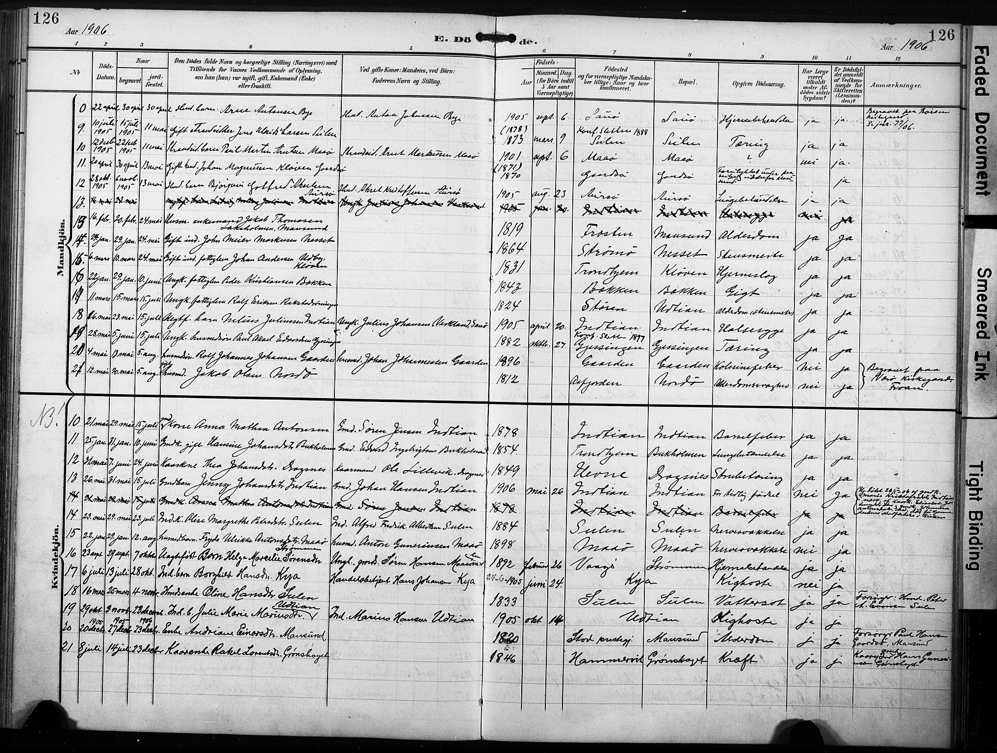 Ministerialprotokoller, klokkerbøker og fødselsregistre - Sør-Trøndelag, SAT/A-1456/640/L0580: Parish register (official) no. 640A05, 1902-1910, p. 126