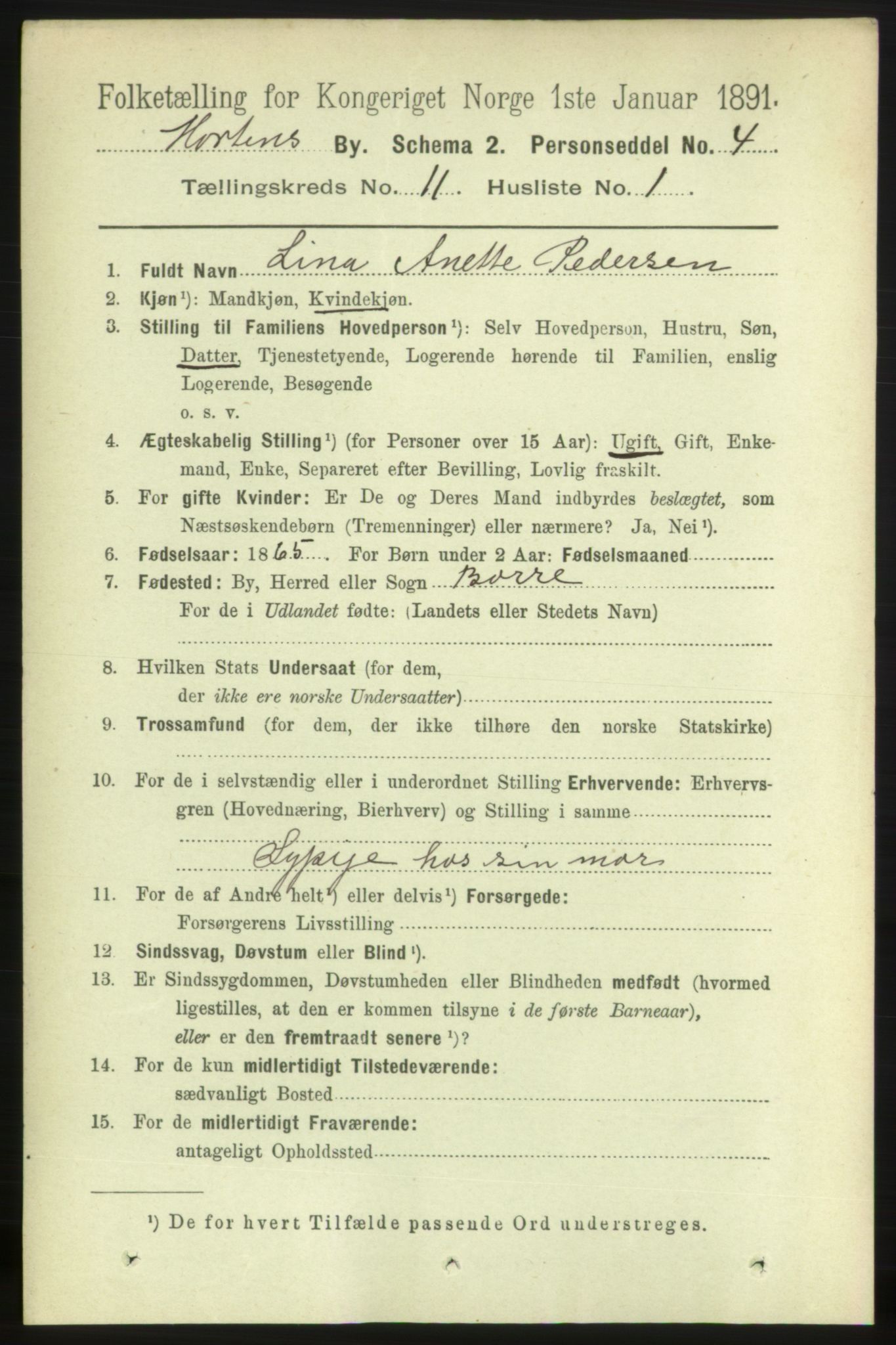 RA, 1891 census for 0703 Horten, 1891, p. 6563