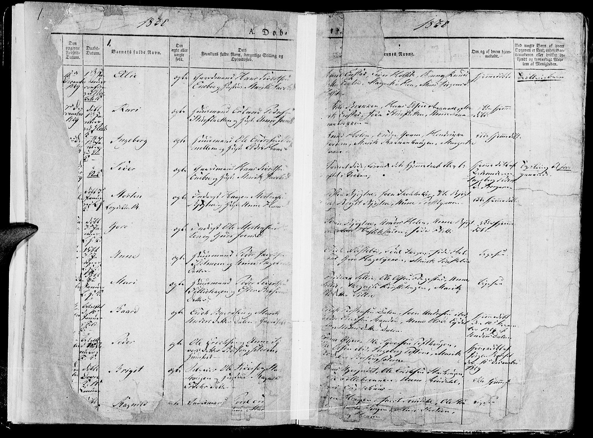 Lesja prestekontor, AV/SAH-PREST-068/H/Ha/Haa/L0005: Parish register (official) no. 5, 1830-1842, p. 1