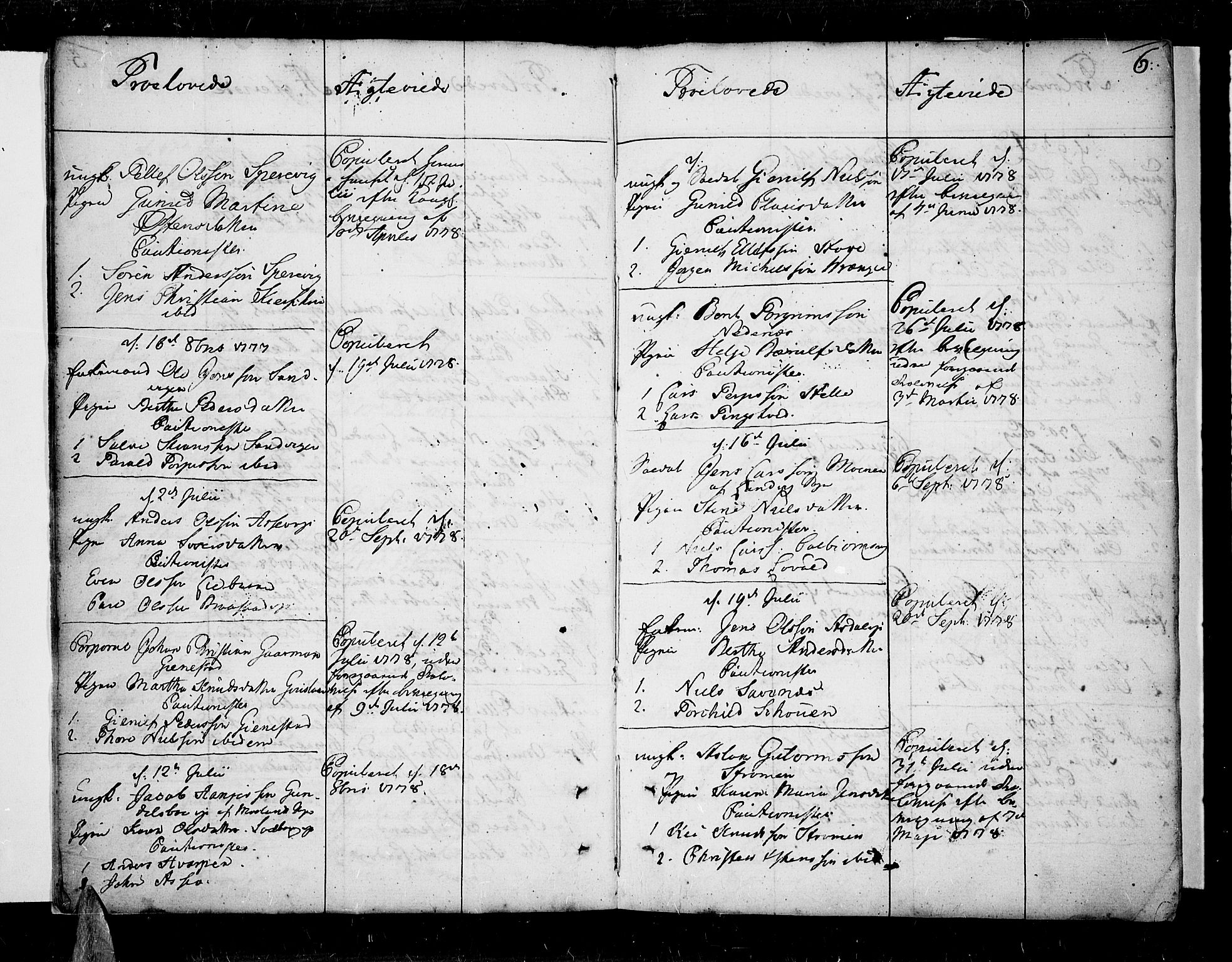 Øyestad sokneprestkontor, SAK/1111-0049/F/Fa/L0009: Parish register (official) no. A 9, 1778-1808, p. 6