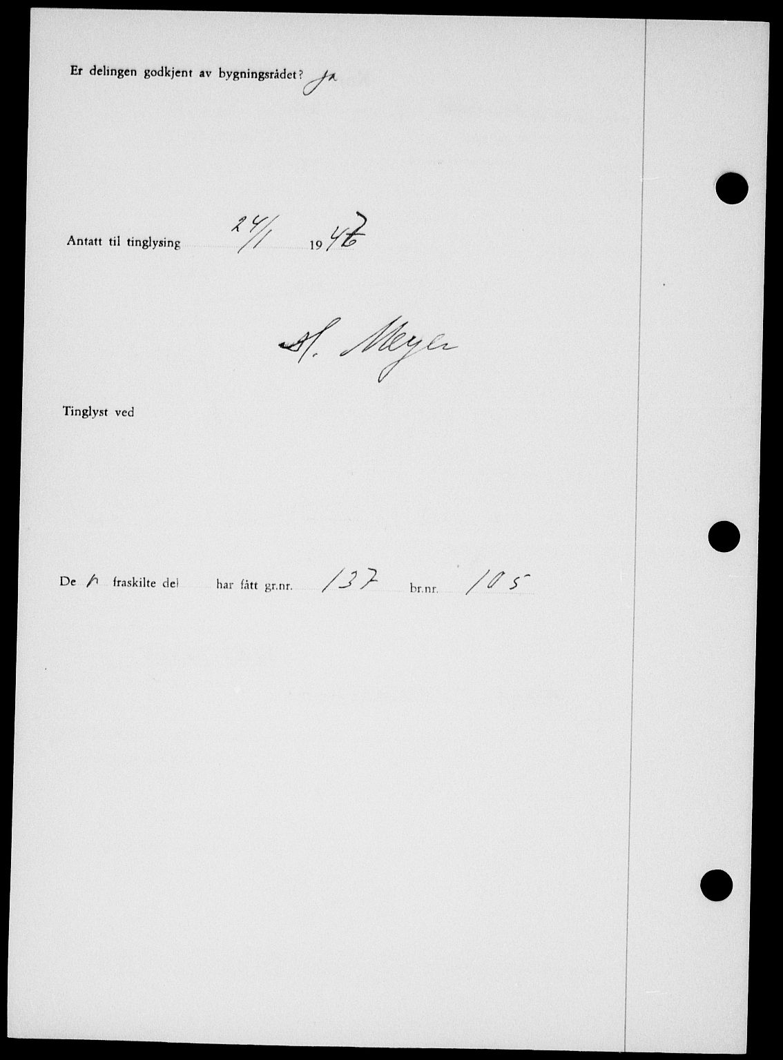 Onsøy sorenskriveri, SAO/A-10474/G/Ga/Gab/L0018: Mortgage book no. II A-18, 1946-1947, Diary no: : 210/1947