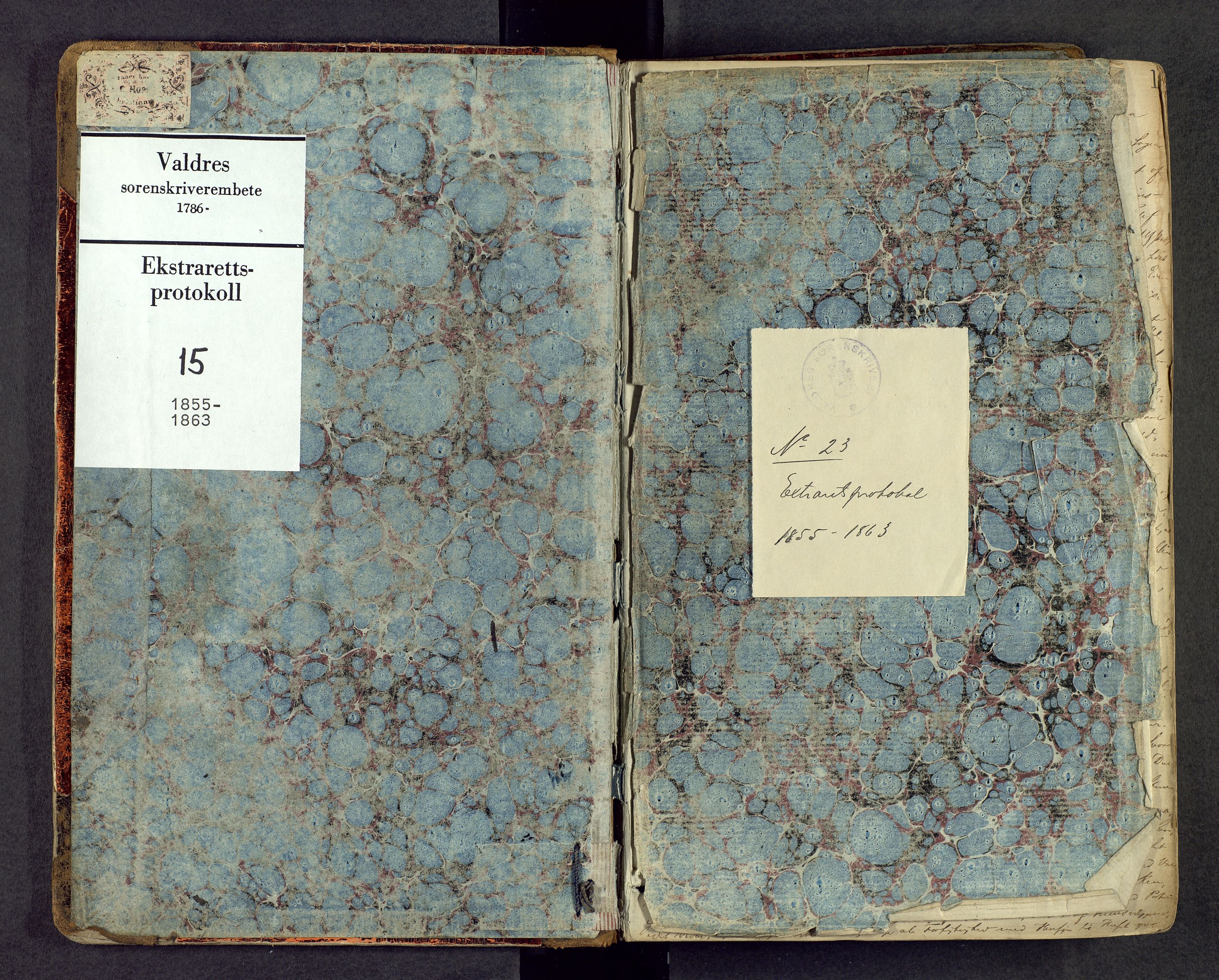 Valdres sorenskriveri, SAH/TING-016/G/Gc/L0015: Ekstrarettsprotokoll, 1855-1863