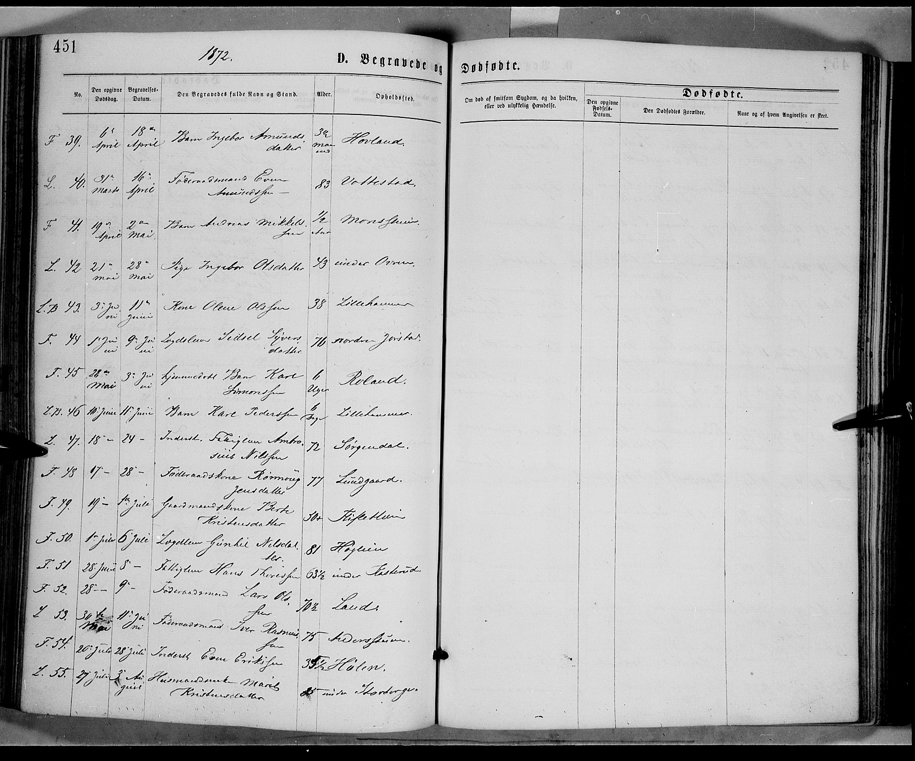 Fåberg prestekontor, AV/SAH-PREST-086/H/Ha/Haa/L0007: Parish register (official) no. 7, 1868-1878, p. 451