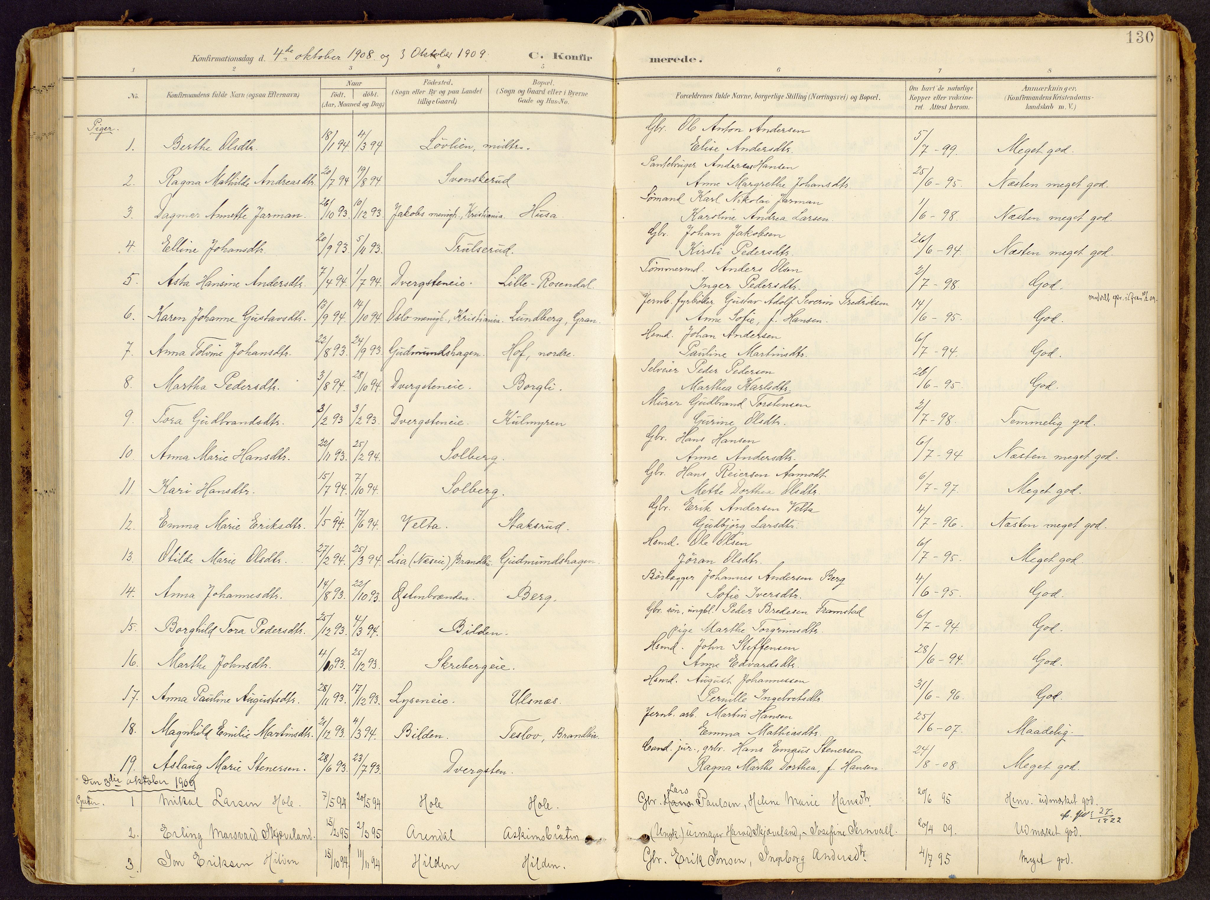 Brandbu prestekontor, SAH/PREST-114/H/Ha/Haa/L0002: Parish register (official) no. 2, 1899-1914, p. 130
