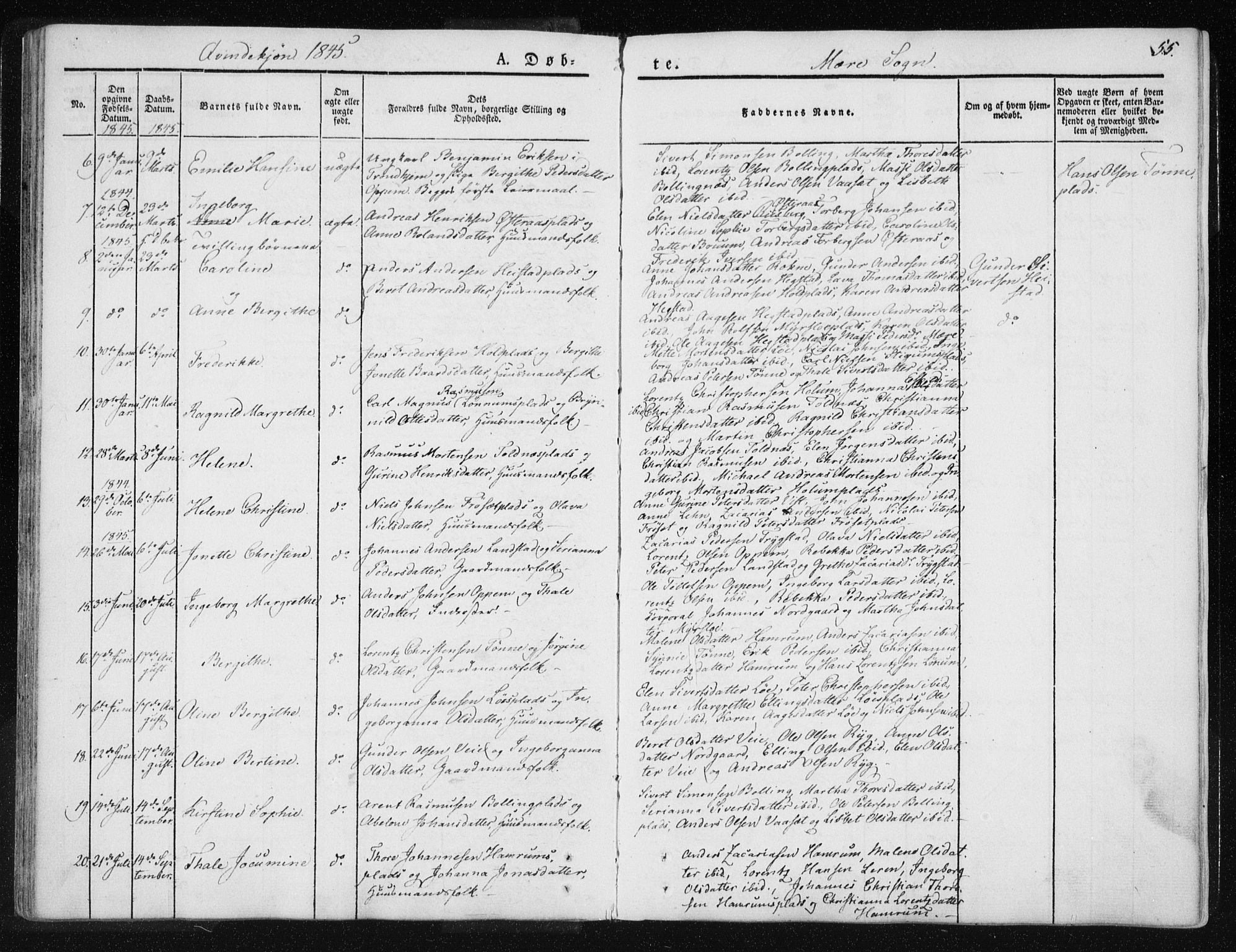 Ministerialprotokoller, klokkerbøker og fødselsregistre - Nord-Trøndelag, AV/SAT-A-1458/735/L0339: Parish register (official) no. 735A06 /1, 1836-1848, p. 55