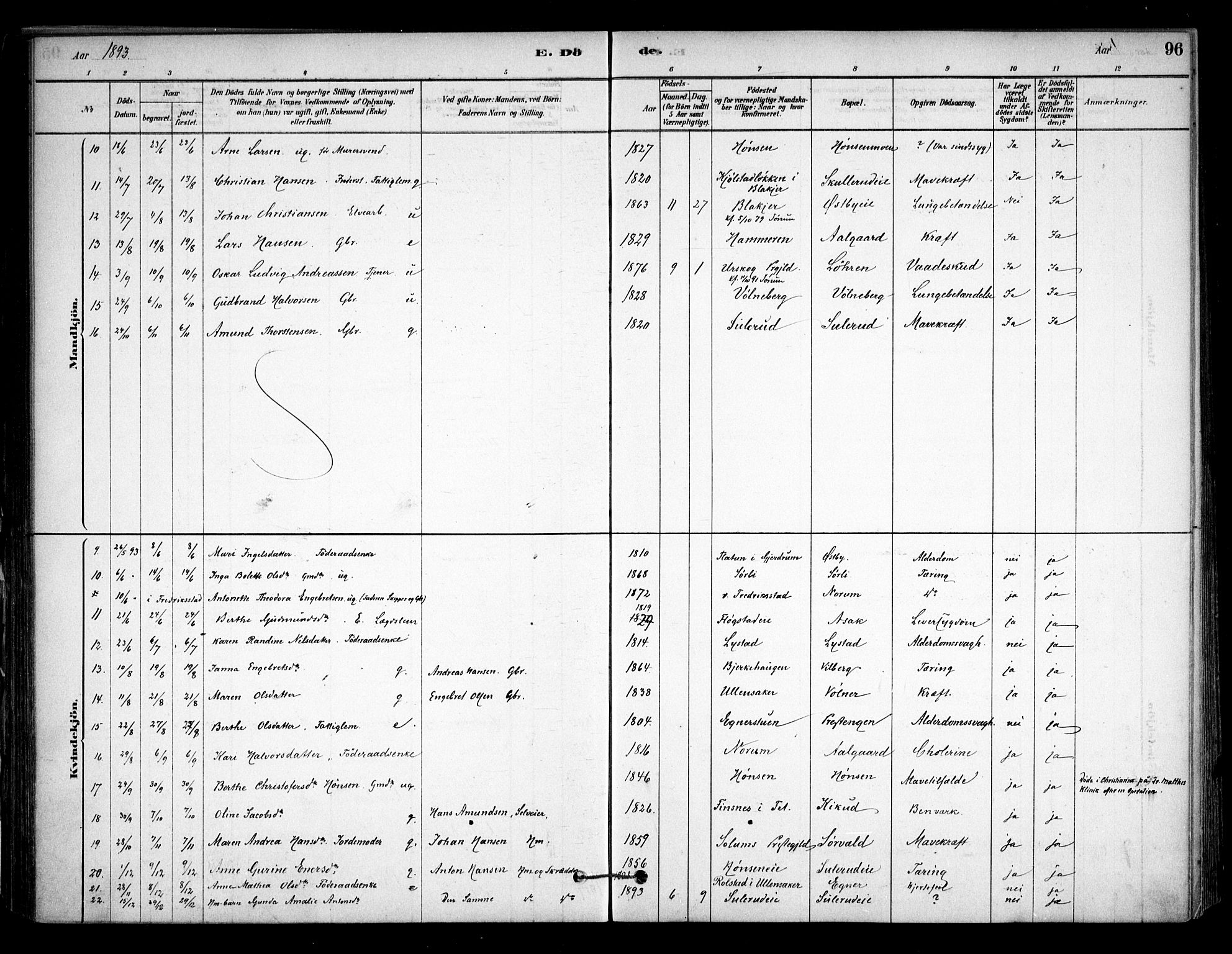 Sørum prestekontor Kirkebøker, AV/SAO-A-10303/F/Fa/L0008: Parish register (official) no. I 8, 1878-1914, p. 96