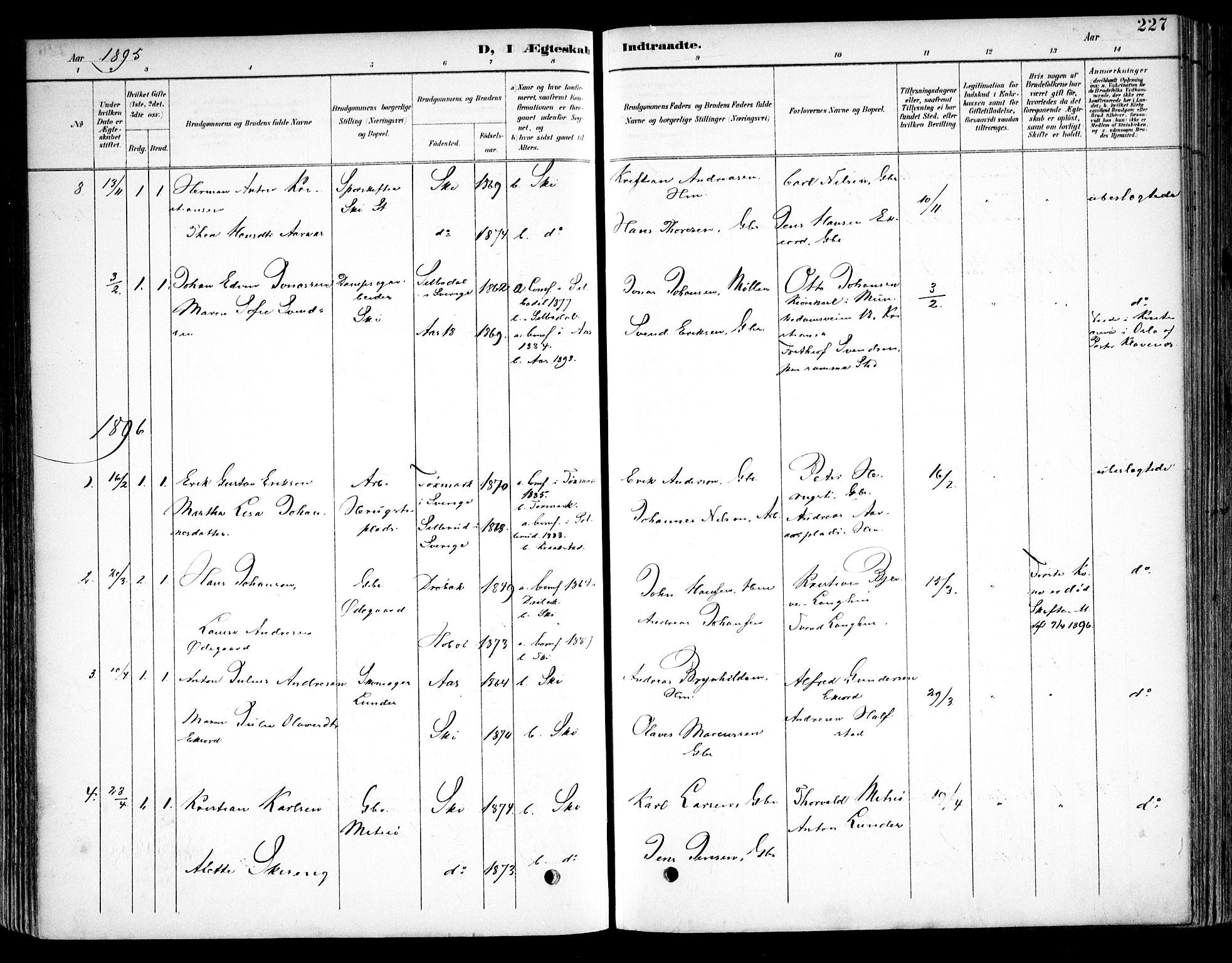 Kråkstad prestekontor Kirkebøker, AV/SAO-A-10125a/F/Fb/L0002: Parish register (official) no. II 2, 1893-1917, p. 227