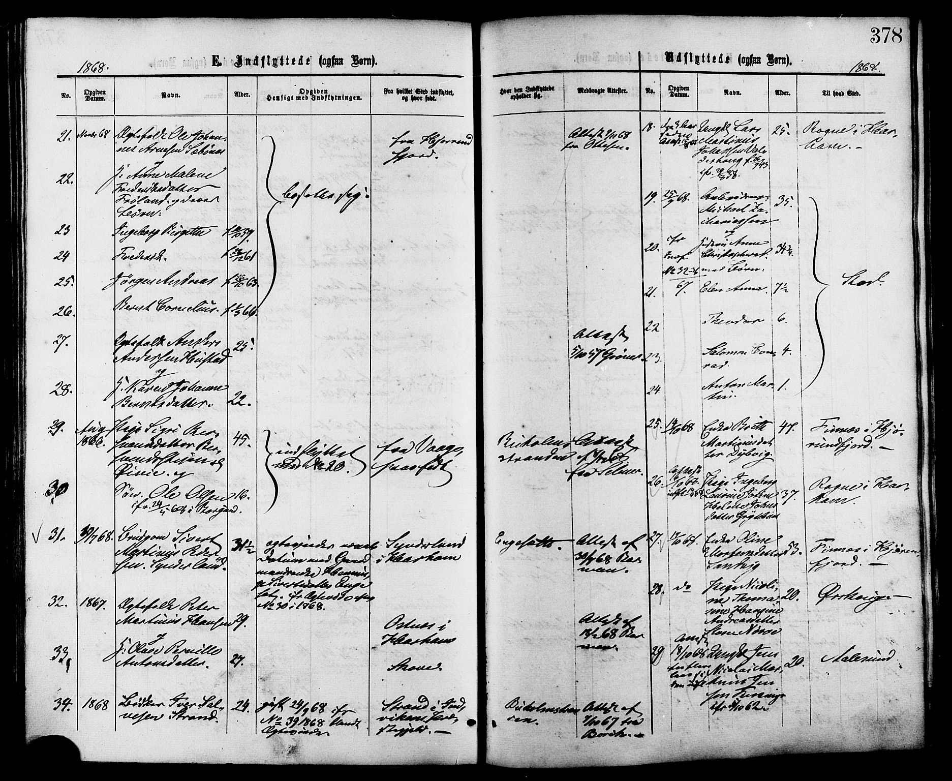 Ministerialprotokoller, klokkerbøker og fødselsregistre - Møre og Romsdal, AV/SAT-A-1454/528/L0399: Parish register (official) no. 528A10, 1864-1879, p. 378