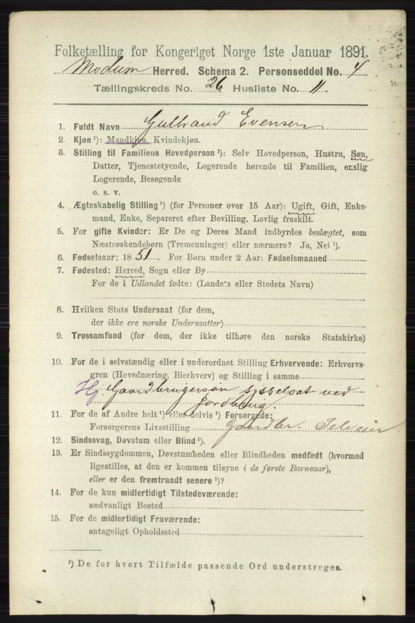 RA, 1891 census for 0623 Modum, 1891, p. 9477