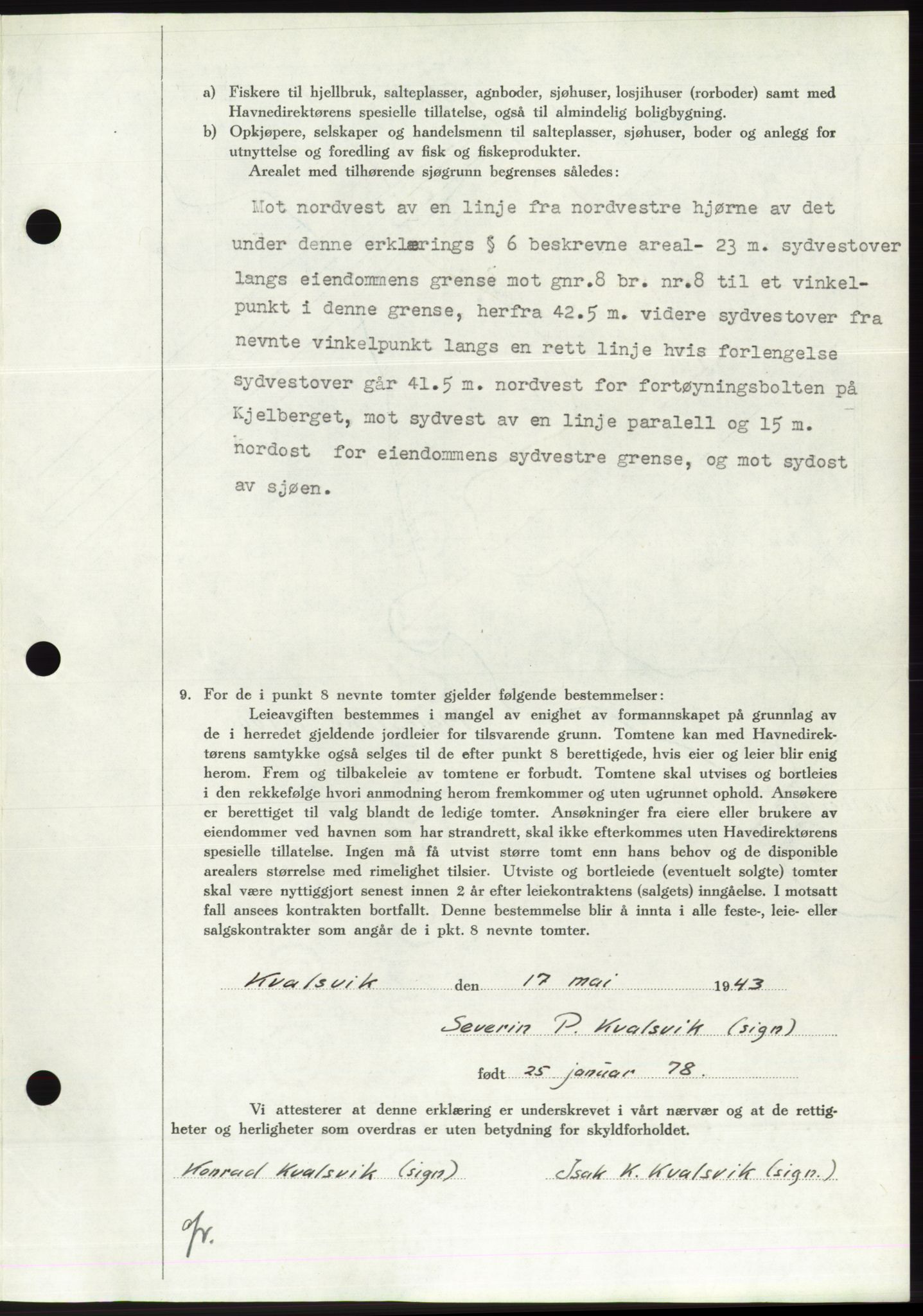 Søre Sunnmøre sorenskriveri, AV/SAT-A-4122/1/2/2C/L0075: Mortgage book no. 1A, 1943-1943, Diary no: : 770/1943