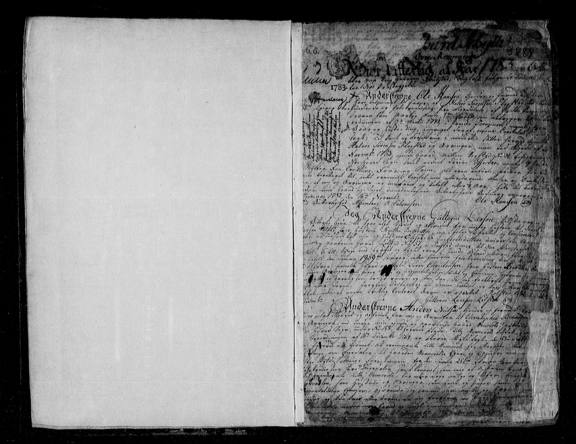Øvre Romerike sorenskriveri, SAO/A-10649/G/Gb/L0004: Mortgage book no. 4, 1783-1791, p. 1