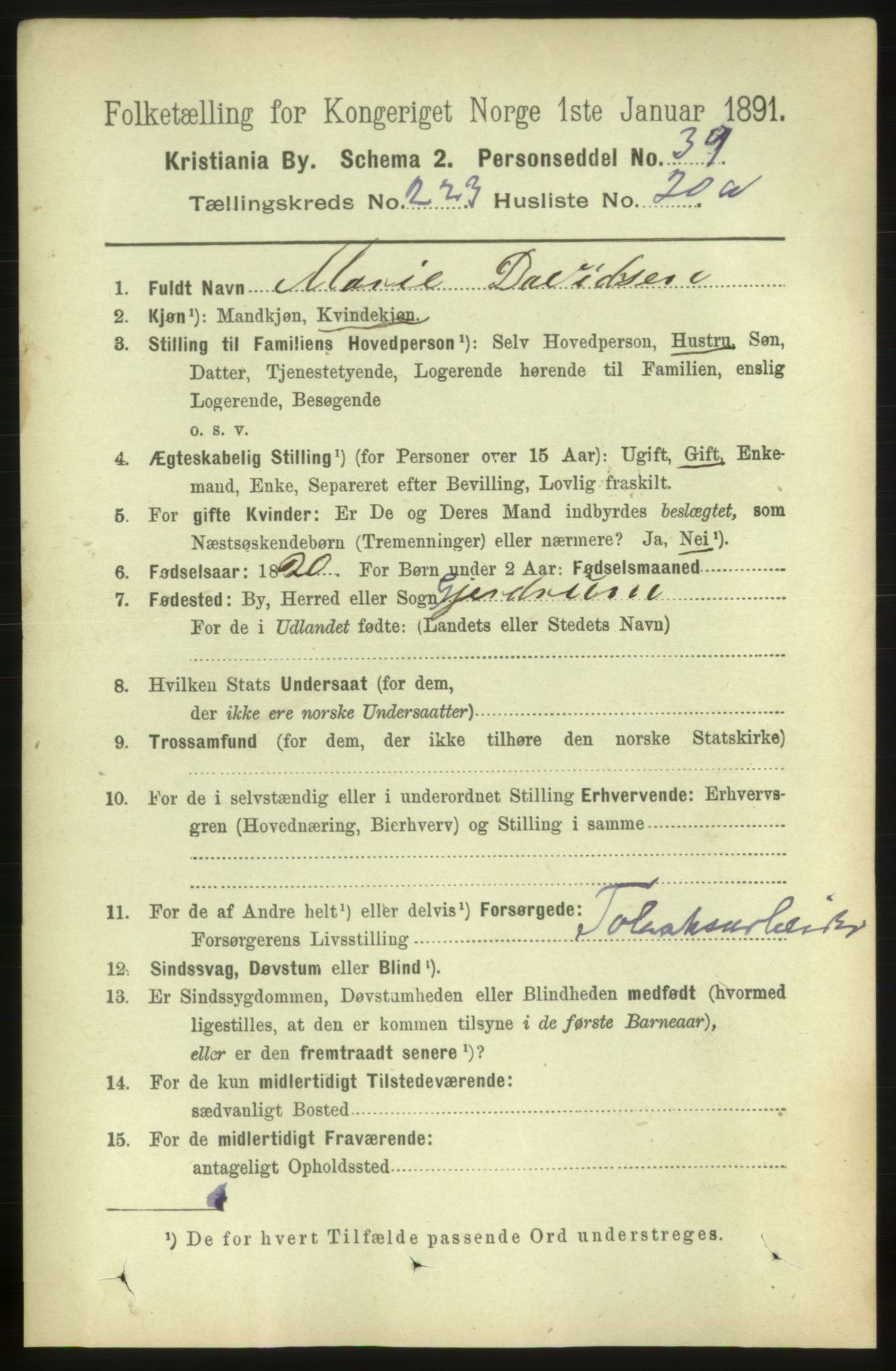 RA, 1891 census for 0301 Kristiania, 1891, p. 135144