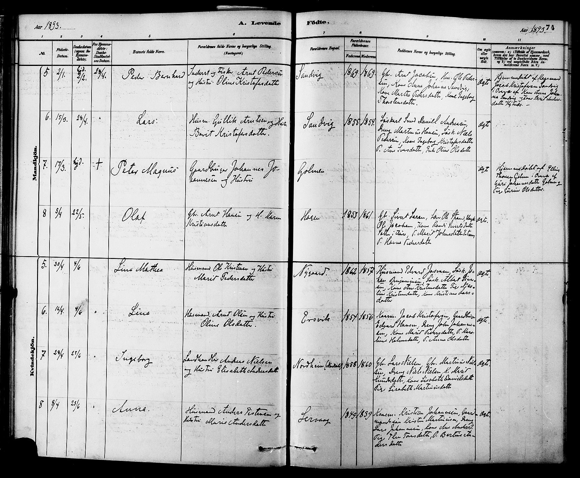 Ministerialprotokoller, klokkerbøker og fødselsregistre - Møre og Romsdal, AV/SAT-A-1454/577/L0896: Parish register (official) no. 577A03, 1880-1898, p. 74