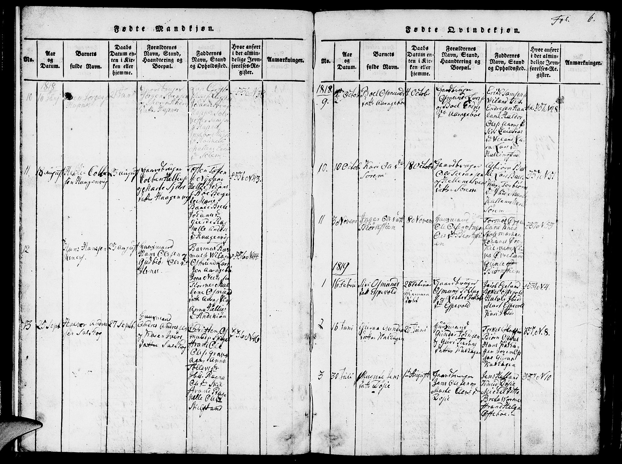 Vikedal sokneprestkontor, SAST/A-101840/01/V: Parish register (copy) no. B 1, 1816-1853, p. 6