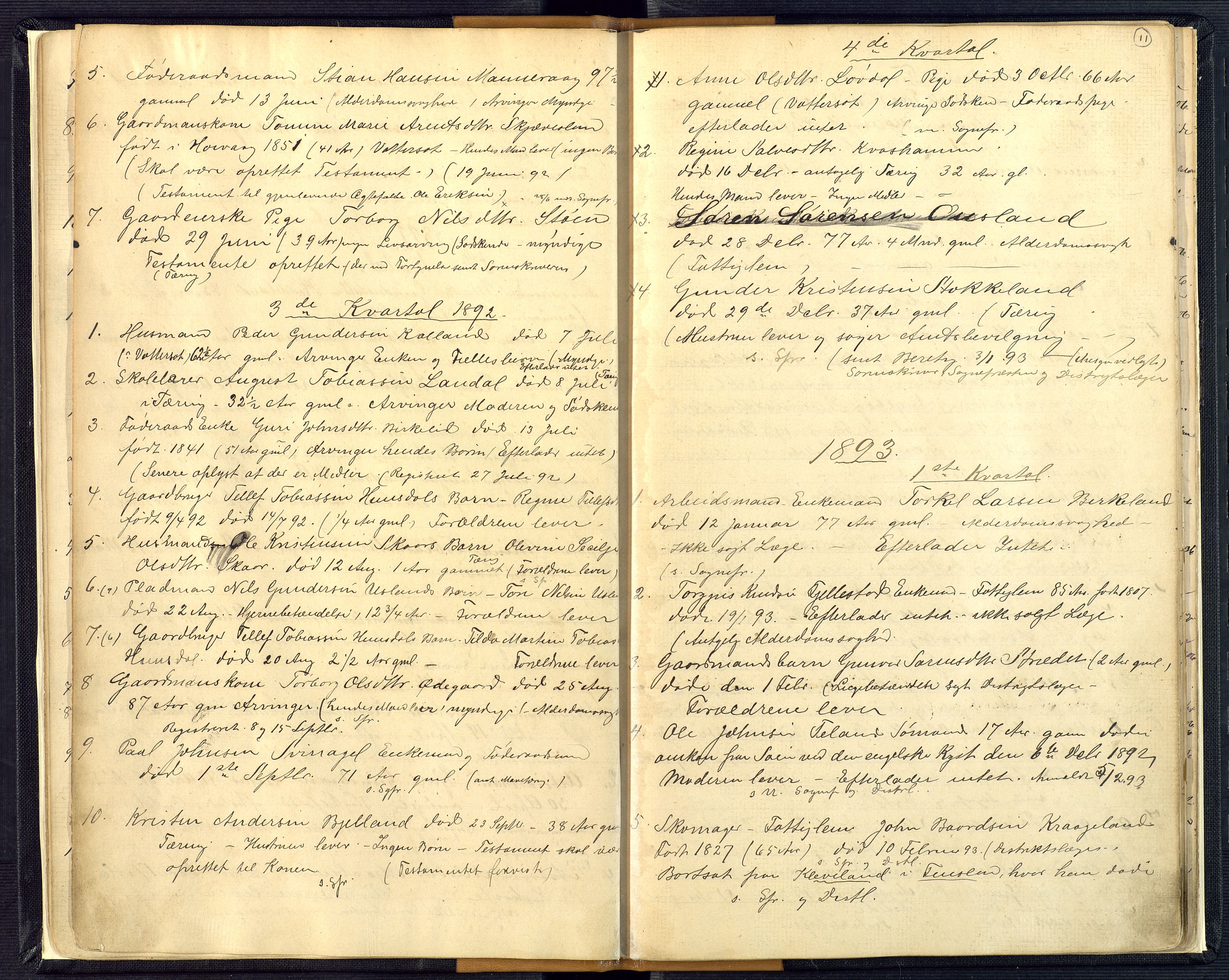 Mandal sorenskriveri, AV/SAK-1221-0005/001/H/Ha/L0016: Dødsfall Øyslebø og Laudal nr 15, 1882-1913, p. 11