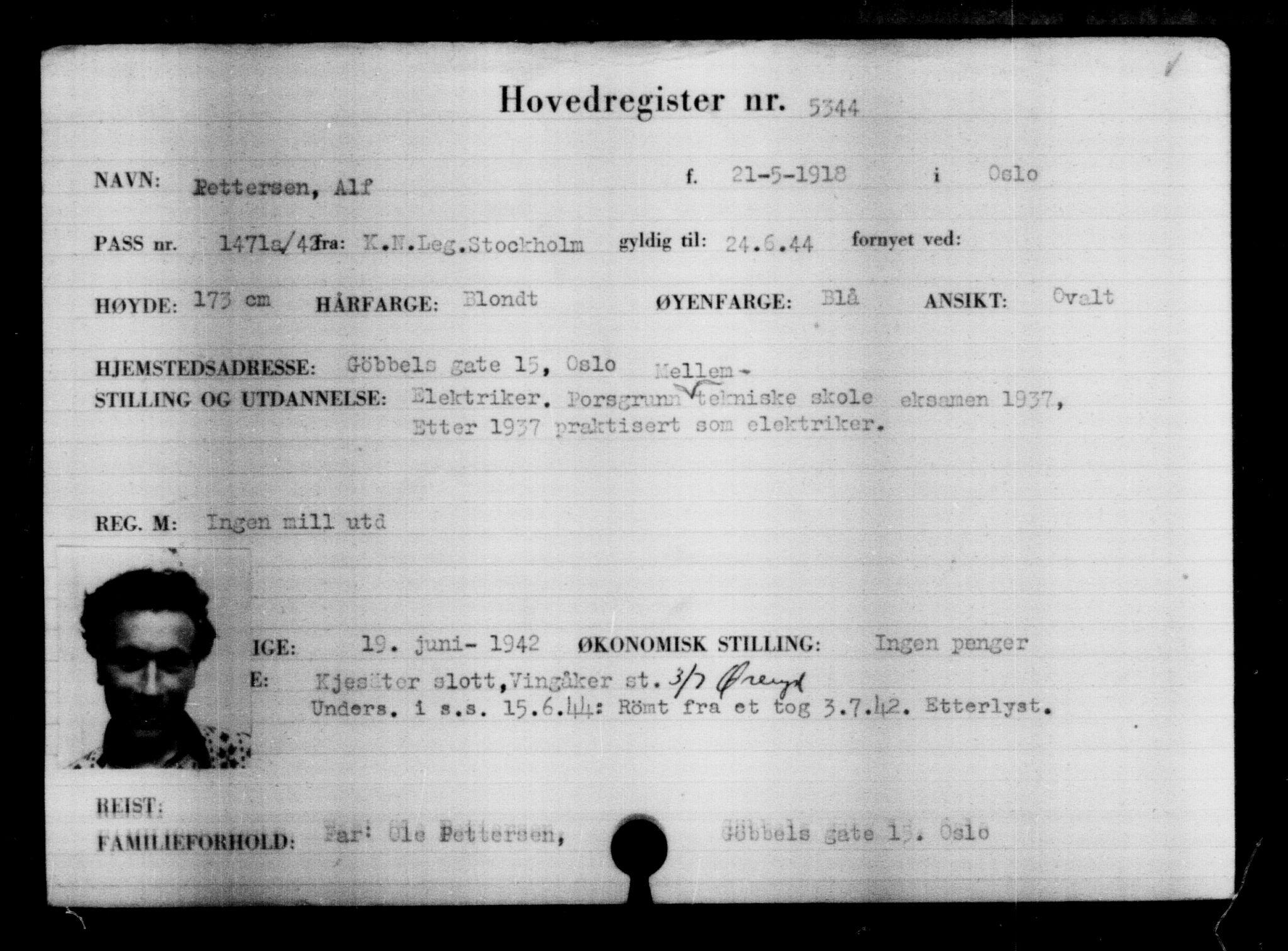 Utenriksstasjonene, Legasjonen i Stockholm, Flyktningkontoret, AV/RA-S-6753/V/Va/L0004: Kjesäterkartoteket, flyktninger med registreringsnr. 3496-6610, 1940-1945, p. 2129