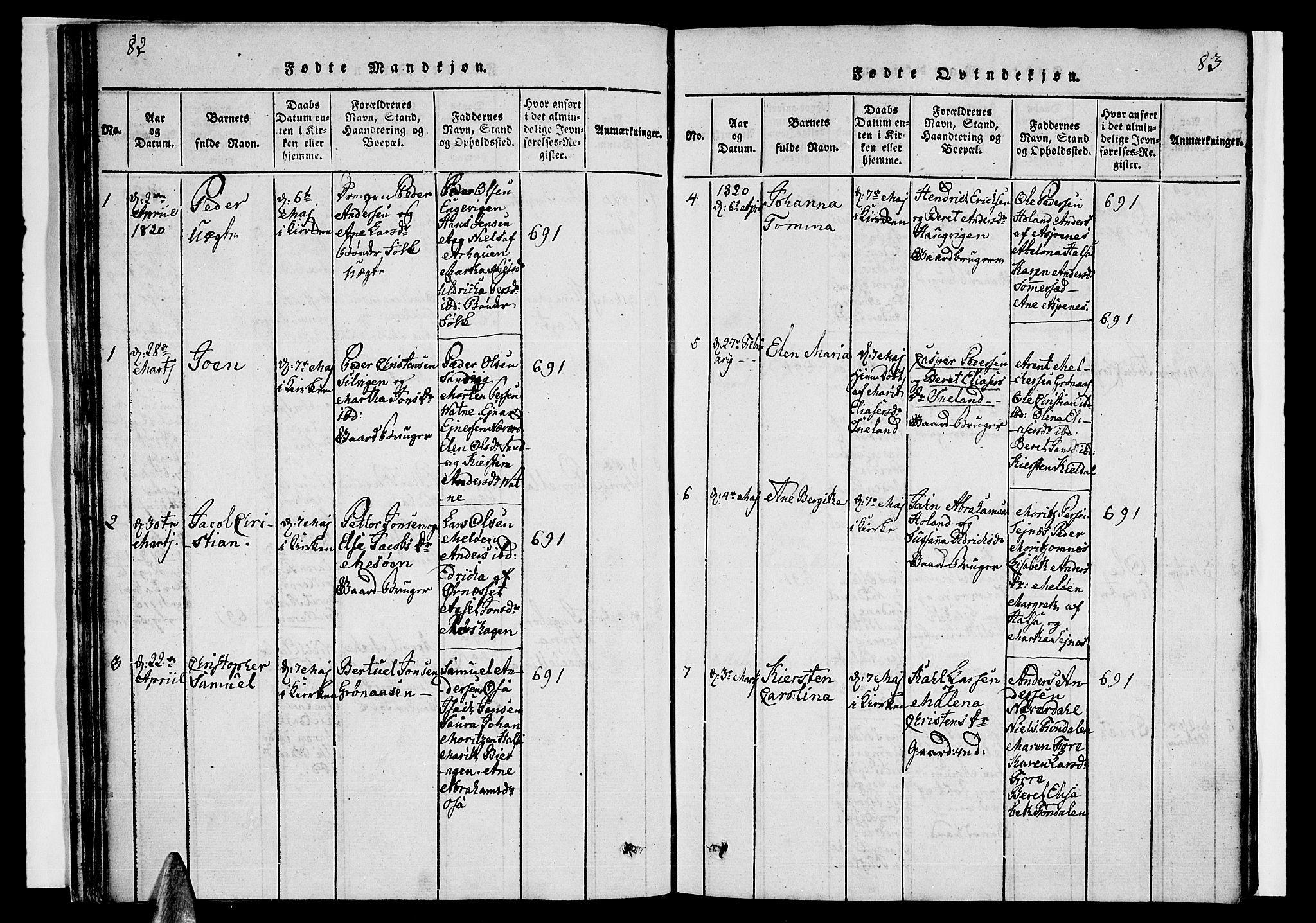 Ministerialprotokoller, klokkerbøker og fødselsregistre - Nordland, SAT/A-1459/841/L0617: Parish register (copy) no. 841C01 /2, 1820-1830, p. 82-83
